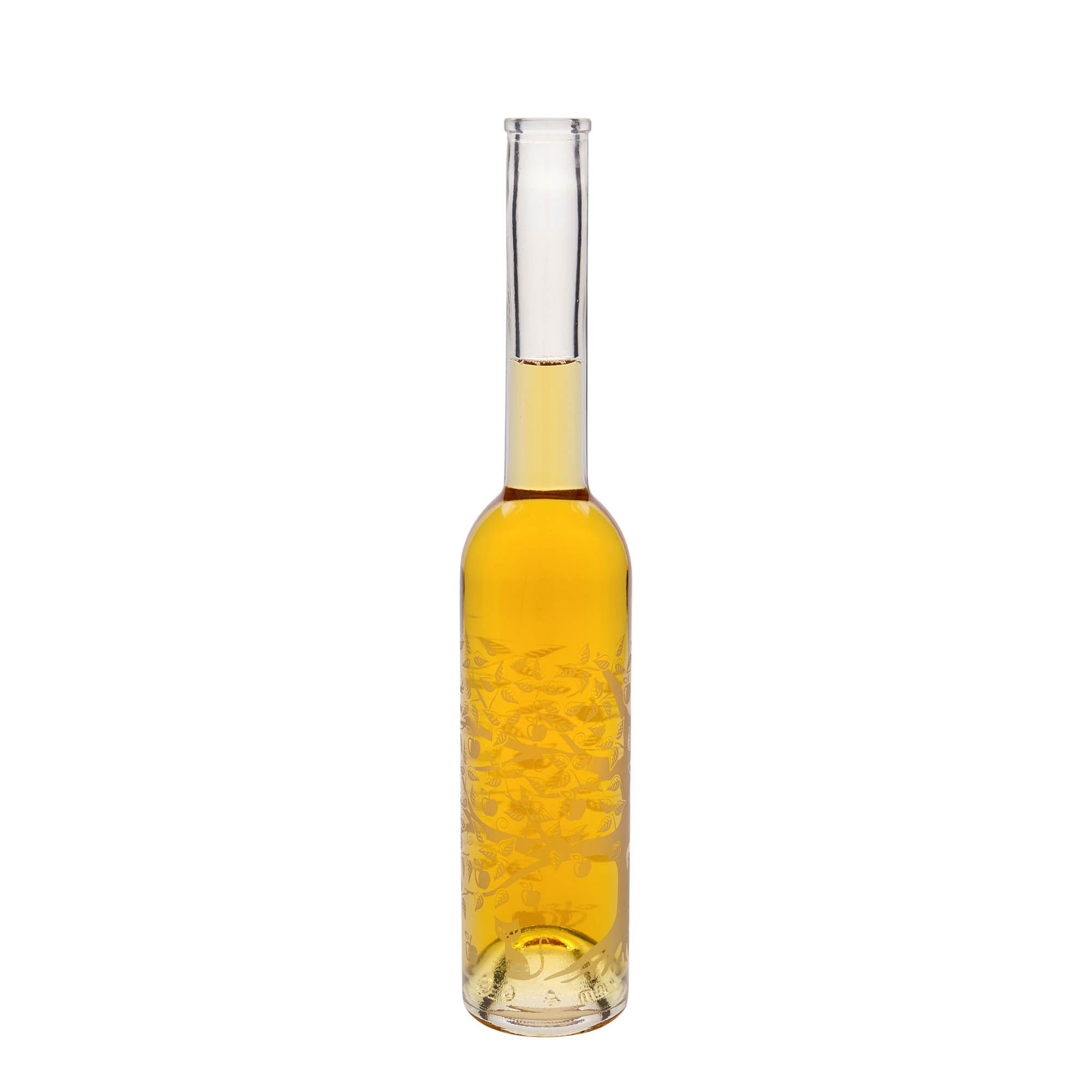 Bouteille en verre 350 ml 'Opera', motif : pommier, ouverture : bouchon en liège