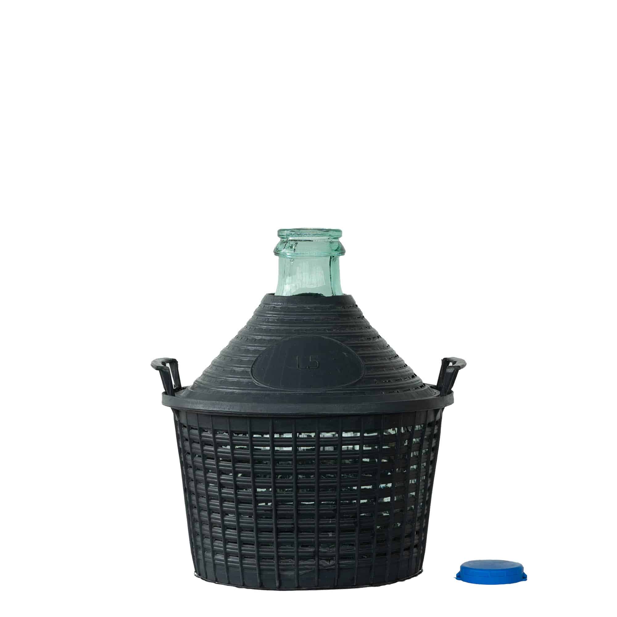 Dame-jeanne 5 l à col étroit, verre, bouchage: couvercle cloche