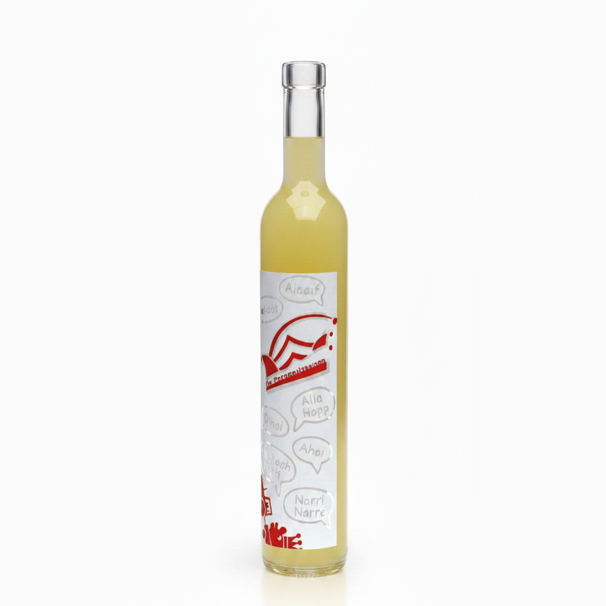 Bouteille en verre 500 ml Maximo imprimée « Karneval », ouverture : bouchon en liège Bouteille en verre 500 ml Maximo imprimée « Karneval », ouverture : bouchon en liège