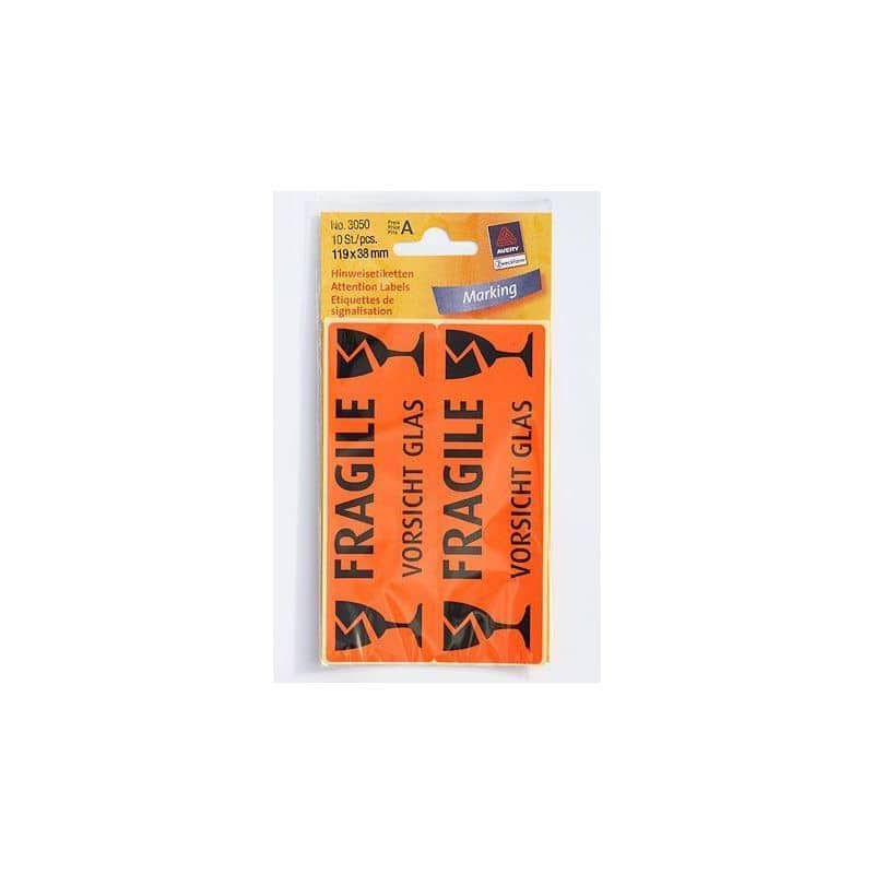 Sticker usage spécial 'Attention : verre', papier, noir-orange