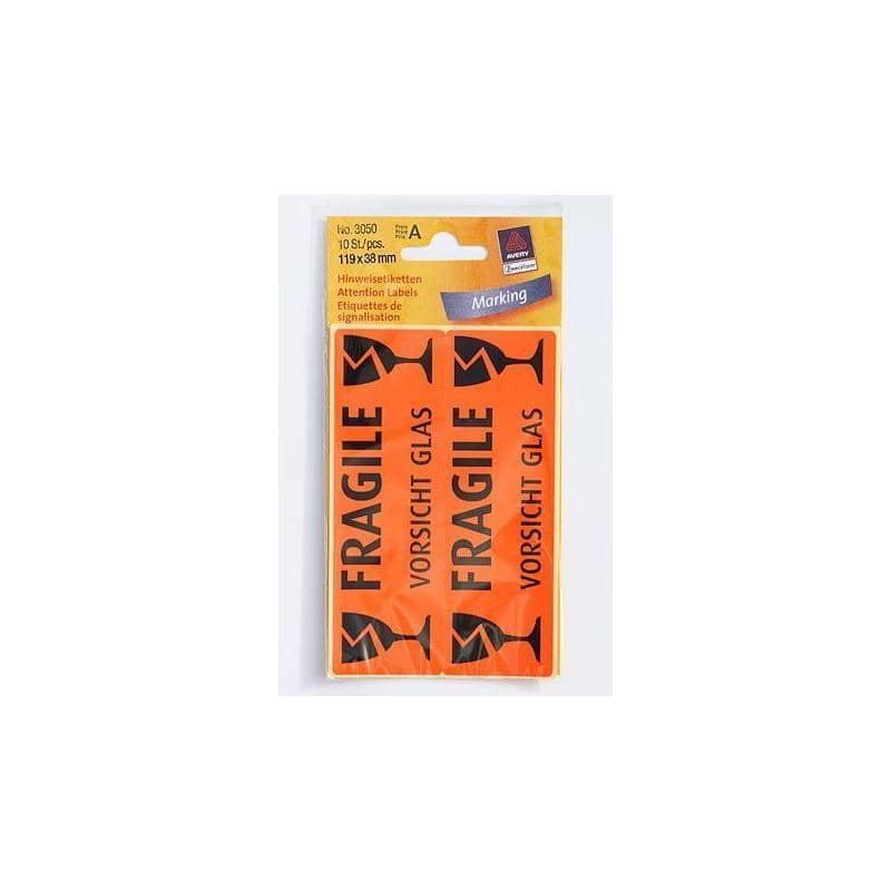 Autocollants Zweckform « Attention verre », papier, noir-orange