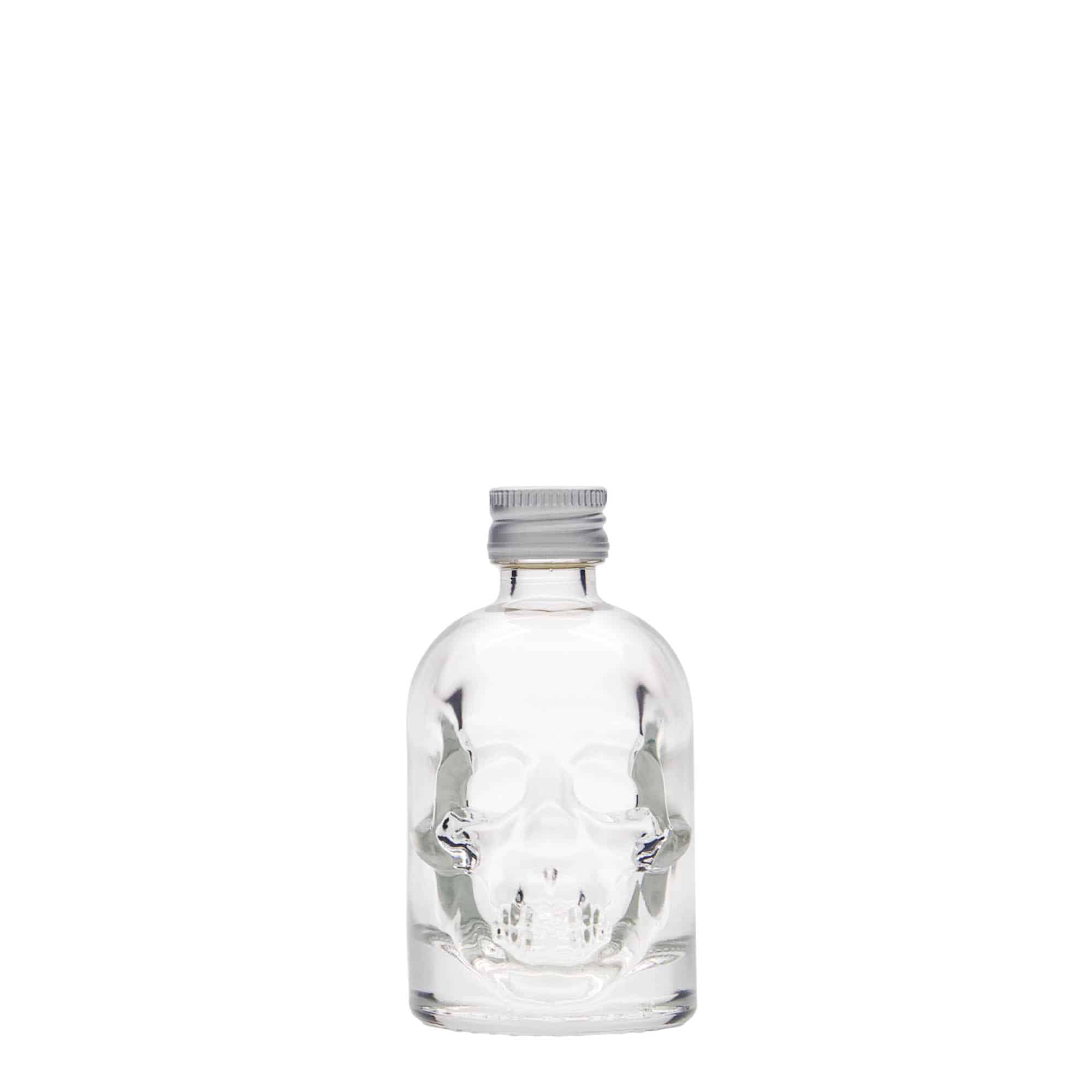 Flacon en verre 50 ml « Tête de mort », ouverture : PP 18 Flacon en verre 50 ml « Tête de mort », ouverture : PP 18