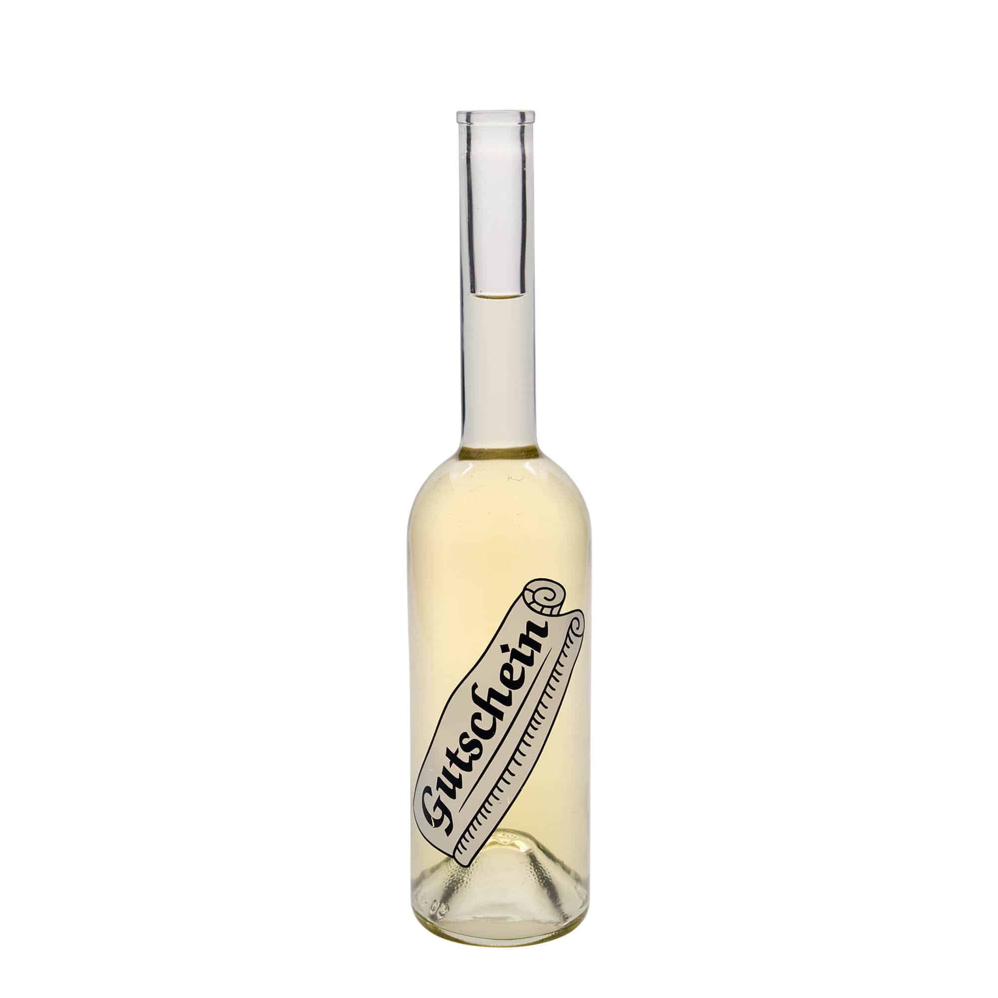 Bouteille en verre 500 ml 'Opera', motif : bon cadeau, ouverture : bouchon en liège Bouteille en verre 500 ml 'Opera', motif : bon cadeau, ouverture : bouchon en liège