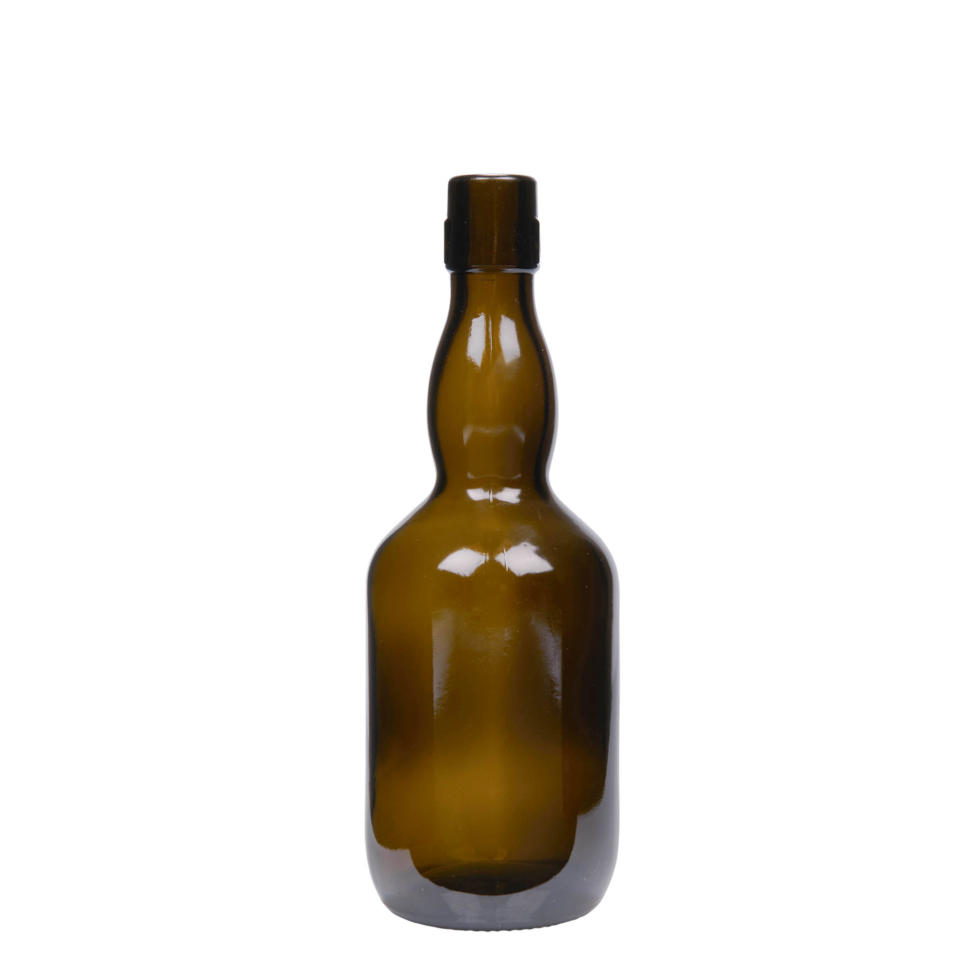 Bouteille de bière 500 ml col de cygne, verre, vert antique, ouverture : fermeture à levier