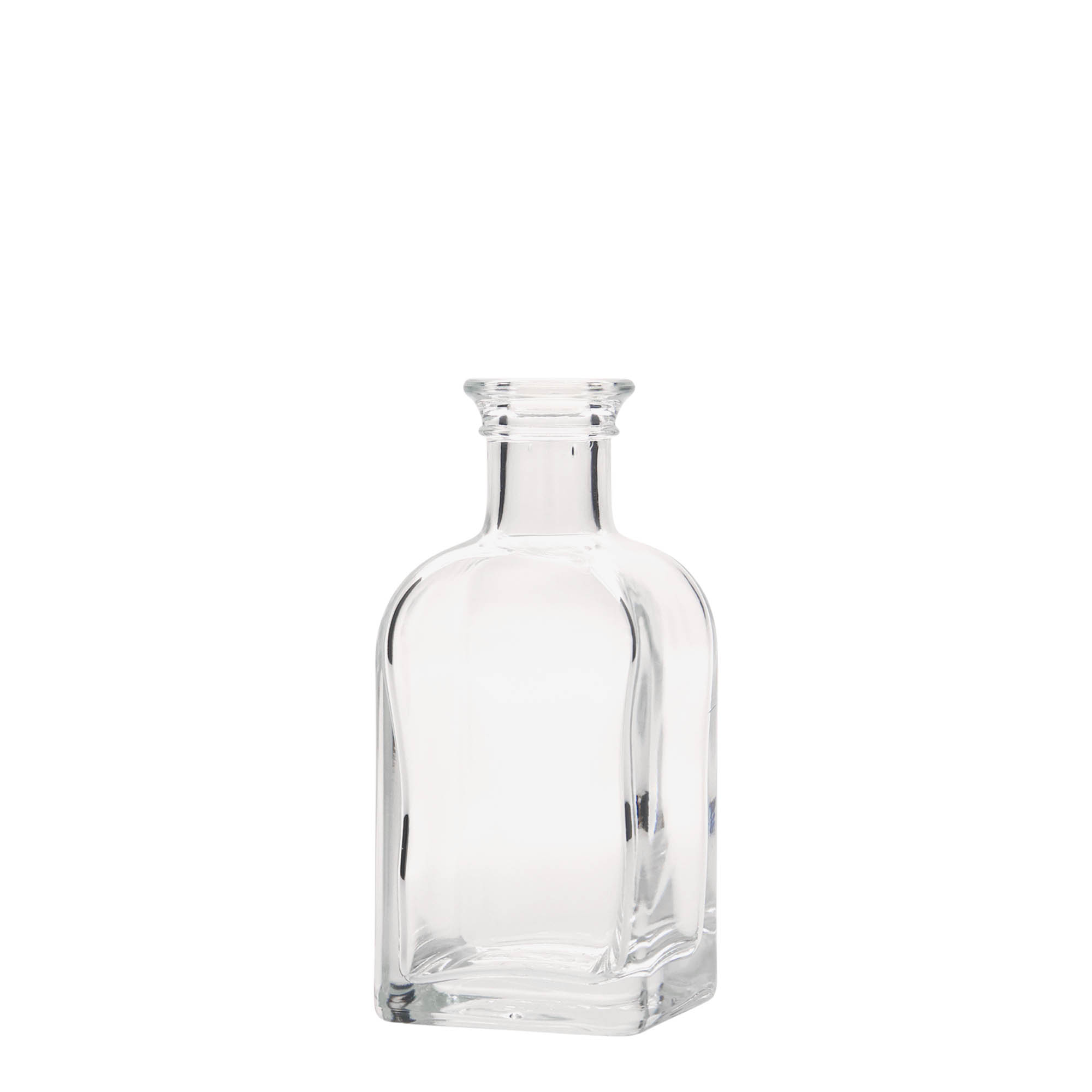 Flacon en verre 100 ml Apotheker Carré, carré, ouverture : bouchon en liège