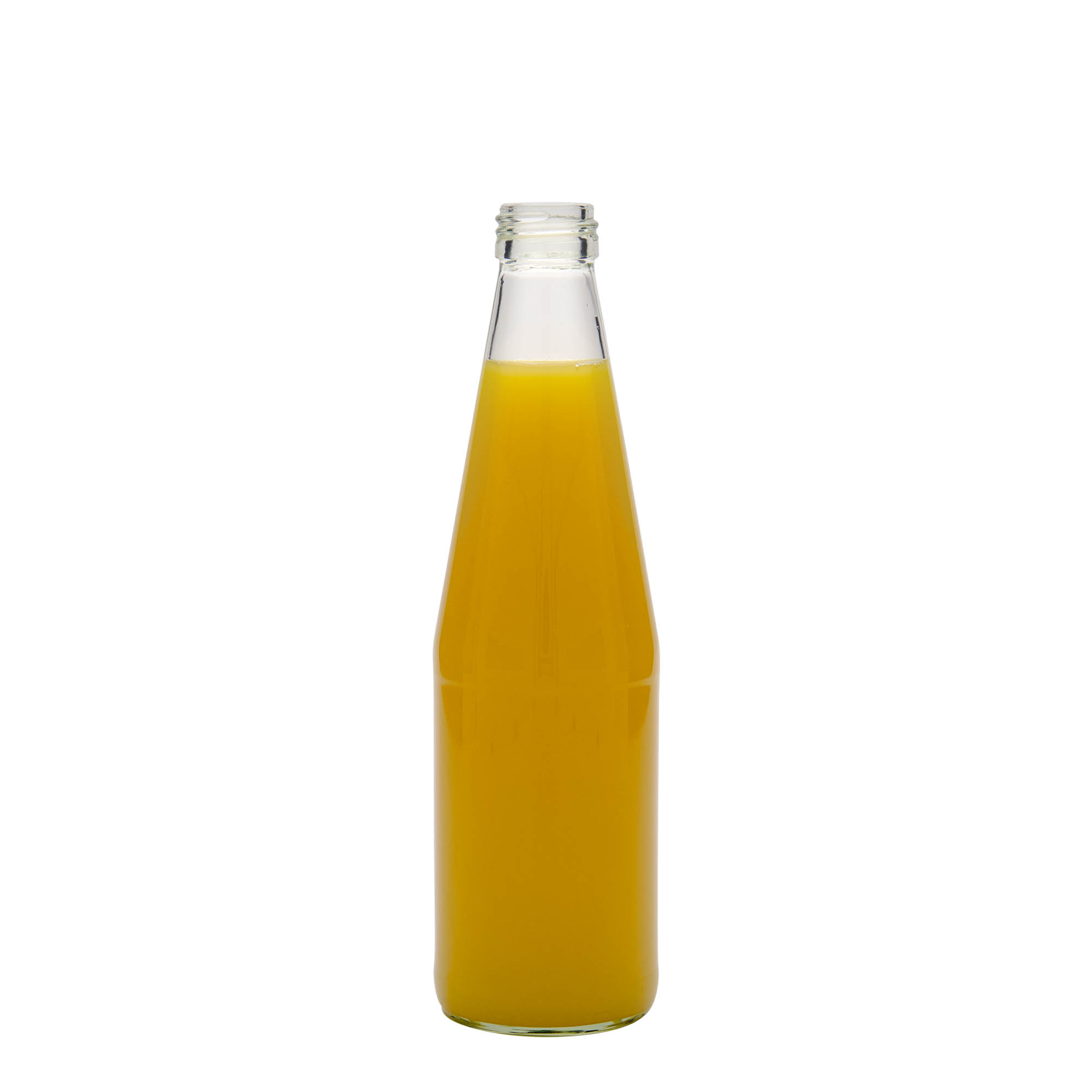 330 ml Bouteille universelle forme carotte, verre, ouverture : PP 28