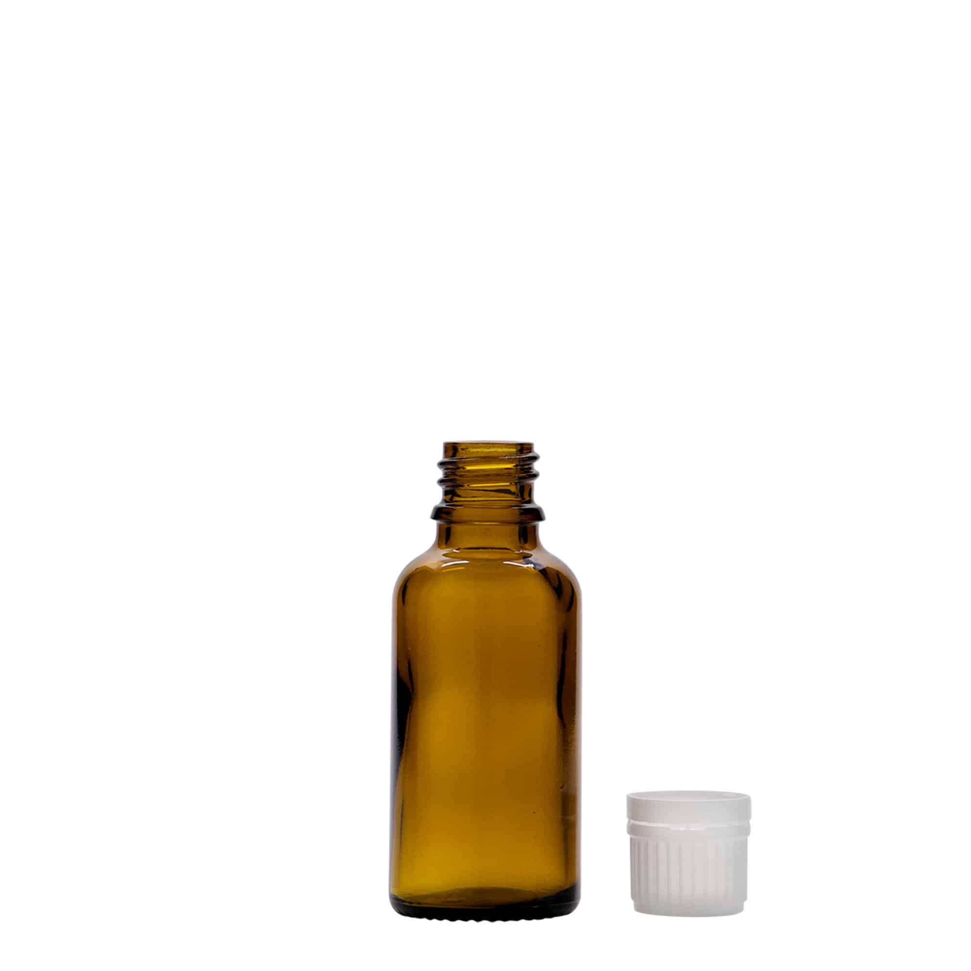 Flacon médical 30 ml, verre, brun, ouverture : DIN 18