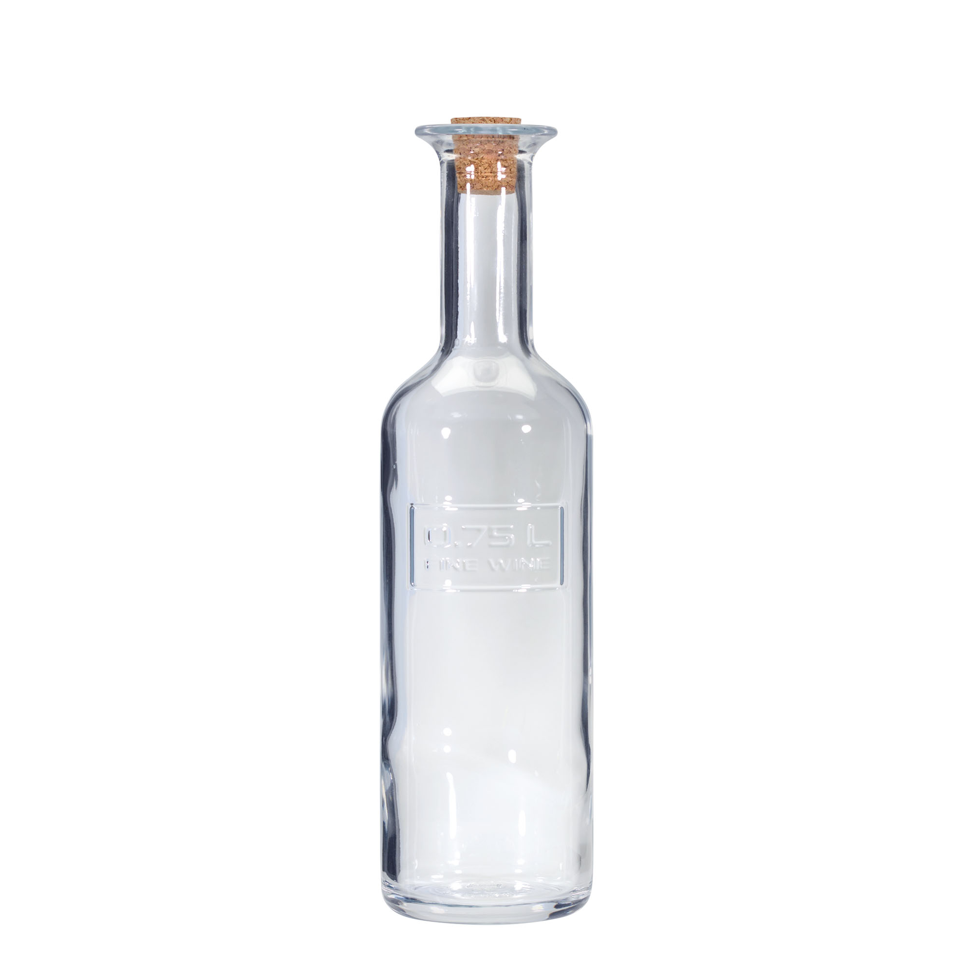Bouteille en verre 750 ml 'Optima Fine Wine', ouverture : bouchon en liège Bouteille en verre 750 ml 'Optima Fine Wine', ouverture : bouchon en liège