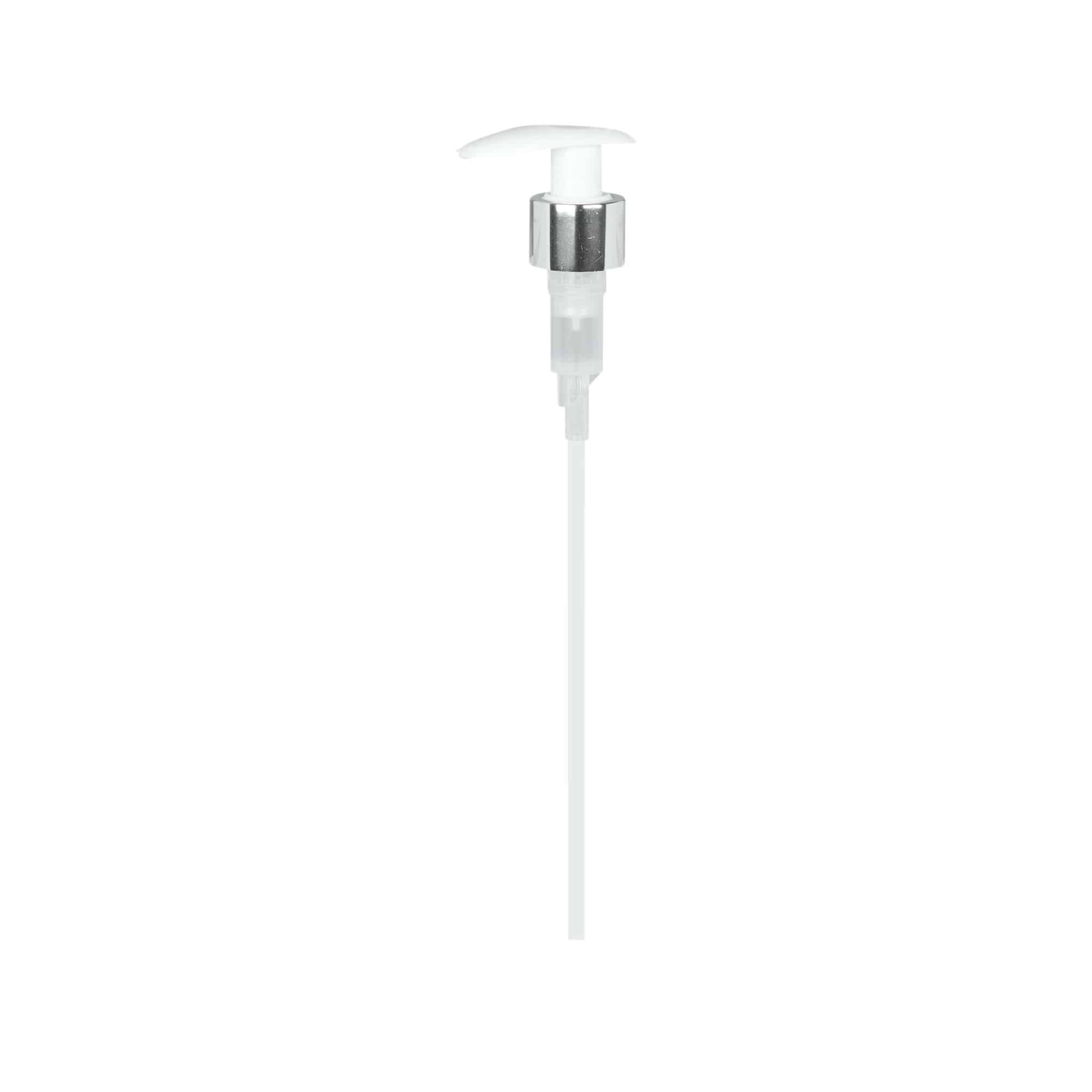 Bouchon à vis avec pompe distributrice, plastique PP, blanc, pour ouverture : 24/410