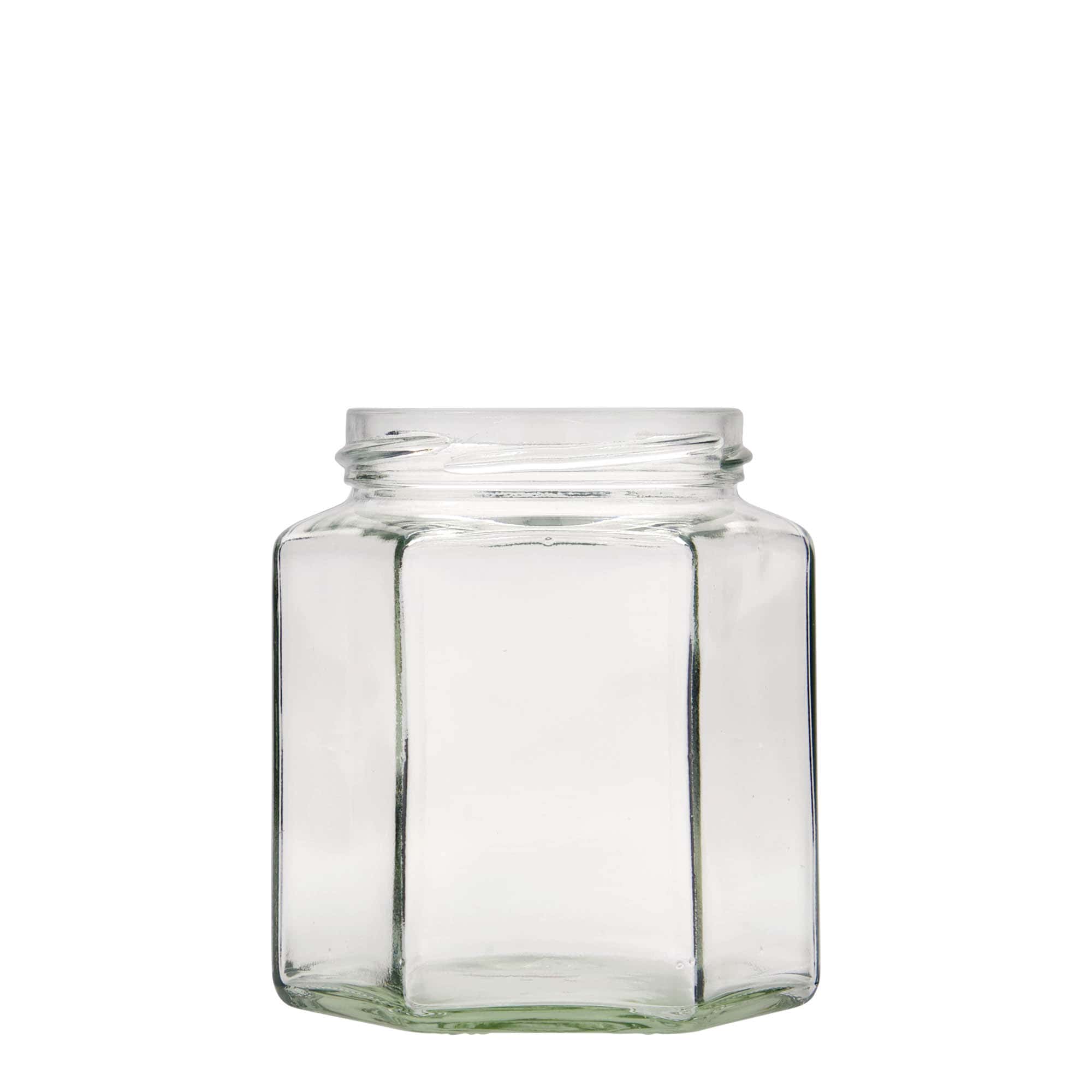 Bocal hexagonal 390 ml, bouchage: Twist-Off (TO 70) Bocal hexagonal 390 ml, bouchage: Twist-Off (TO 70)