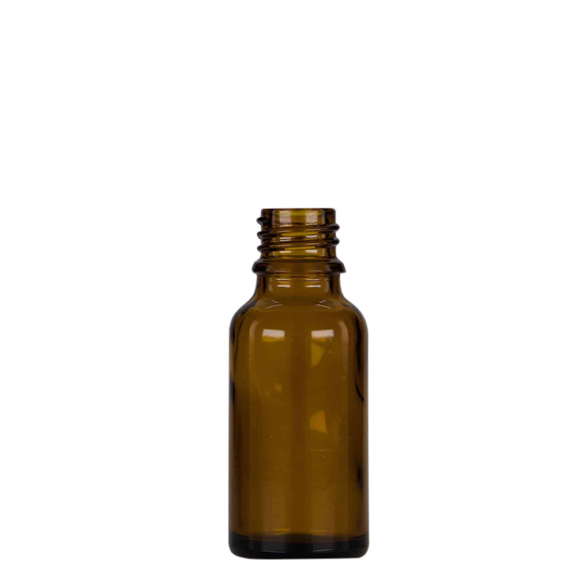 Flacon compte-gouttes 20 ml Médical, verre, brun-noir, embouchure : DIN 18