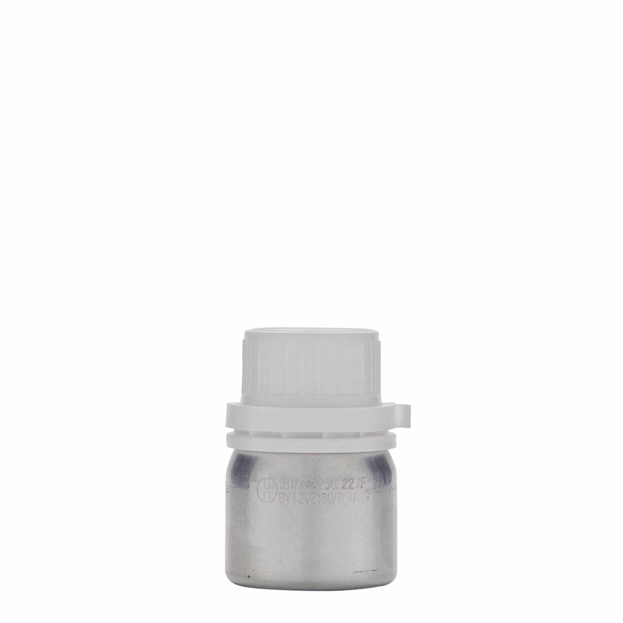 50 ml bouteille en aluminium, métal, argent, ouverture : DIN 32