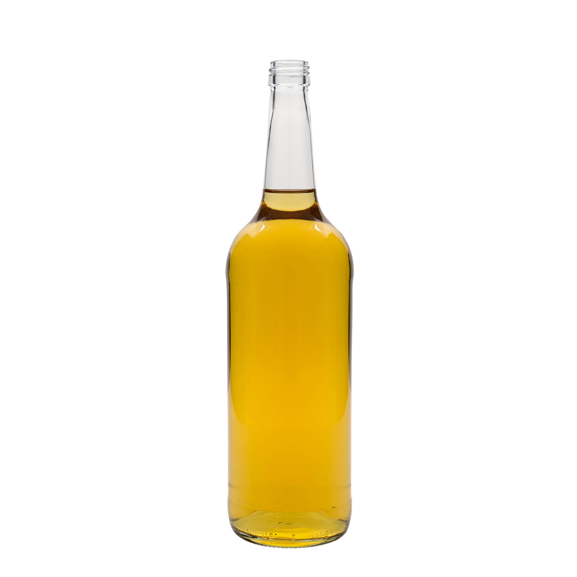 Bouteille en verre 1 000 ml, col droit, ouverture : PP 28 Bouteille en verre 1 000 ml, col droit, ouverture : PP 28