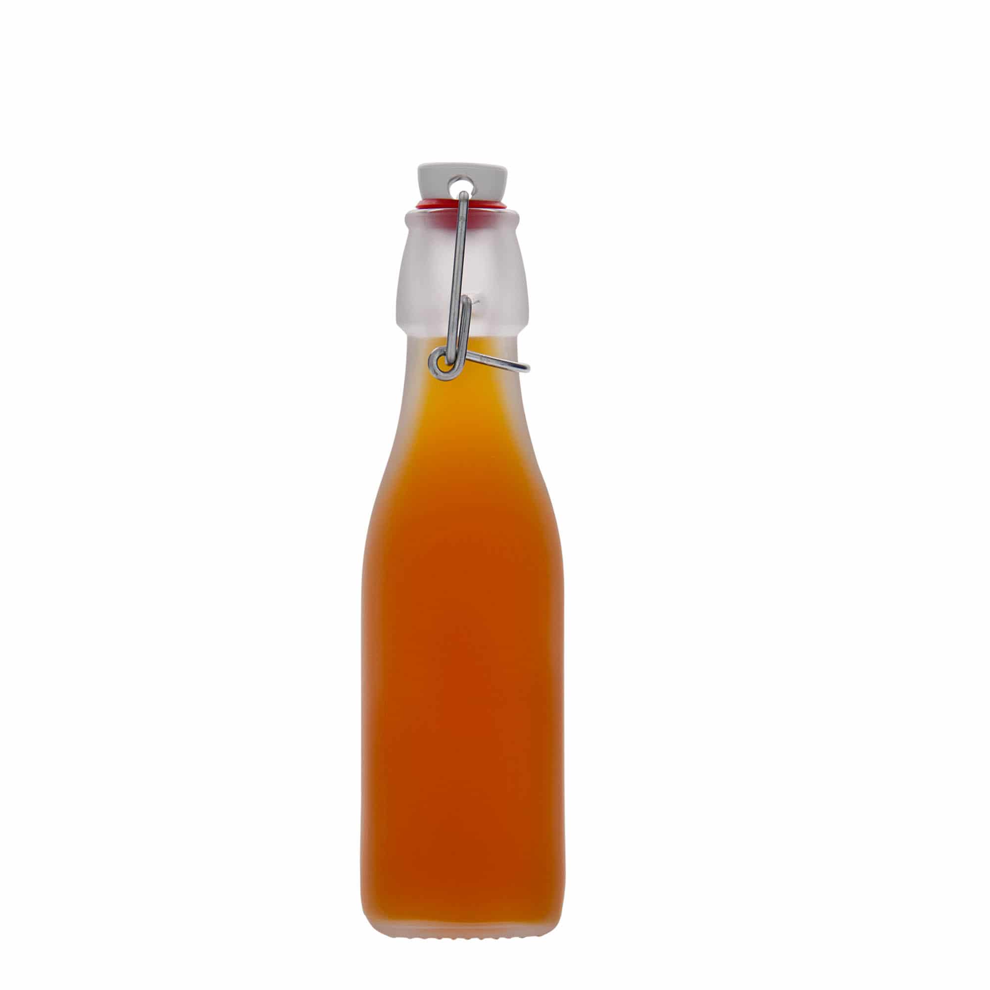 Bouteille en verre 250 ml 'Swing, carrée, blanche, ouverture : fermeture à levier'
