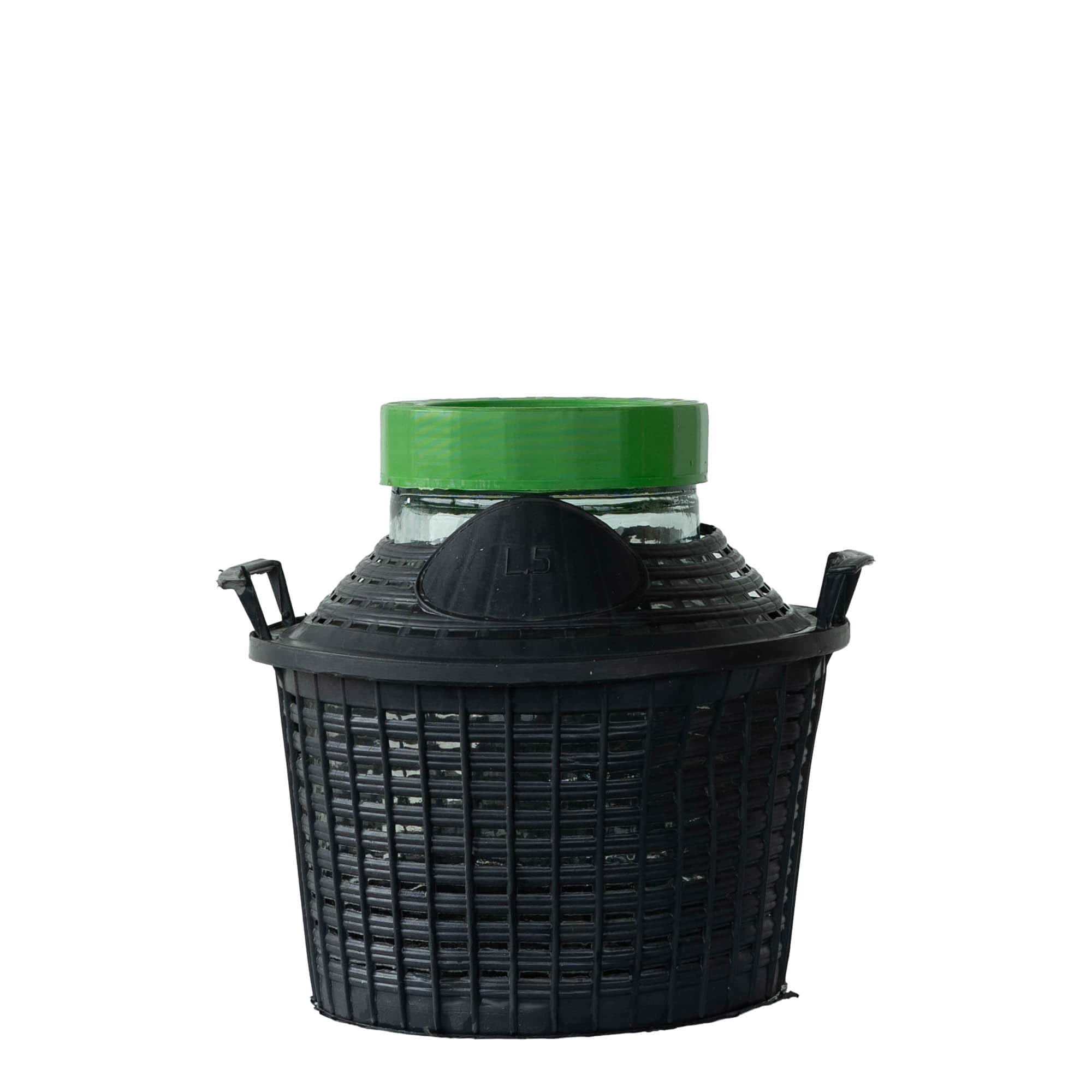 Bouteille ballon 5 l col large, verre, ouverture : bouchon à vis