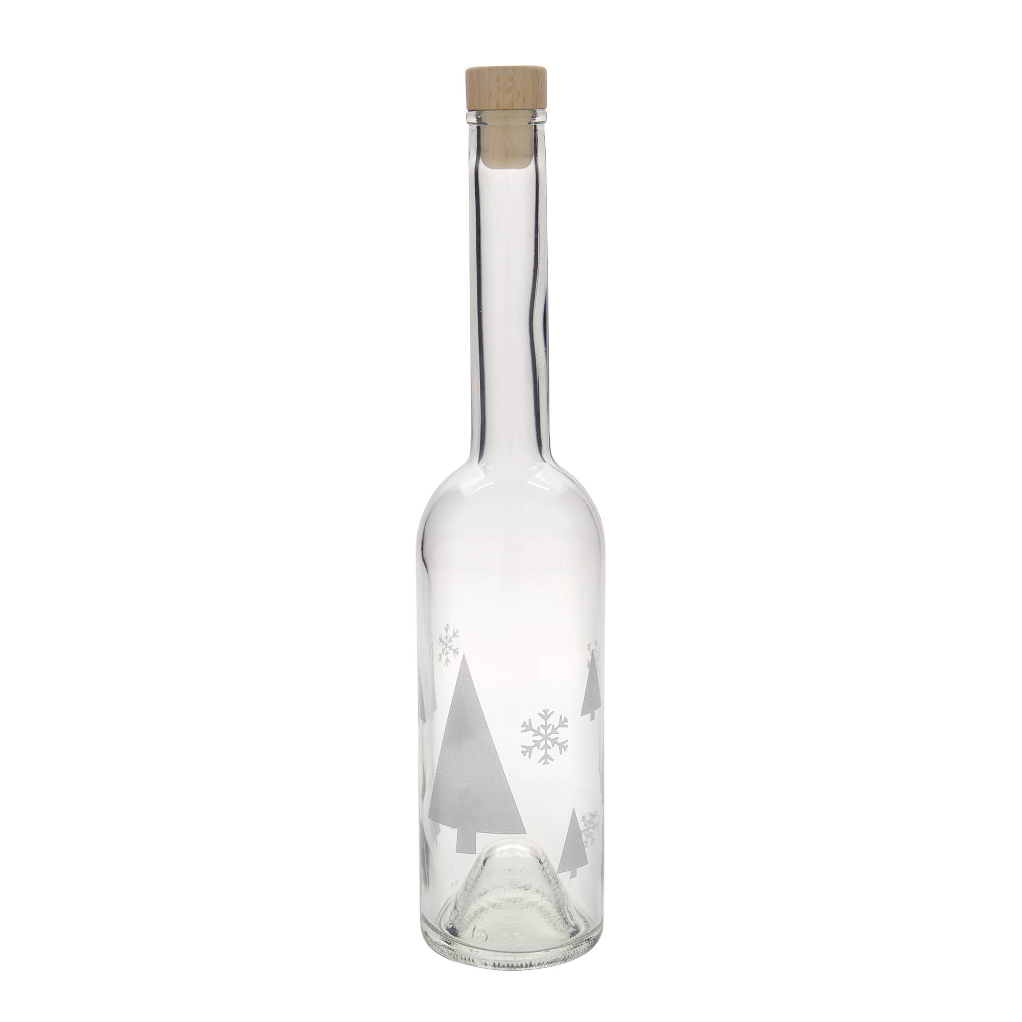 Bouteille en verre 500 ml « Opera », motif : flocons de neige, ouverture : liège