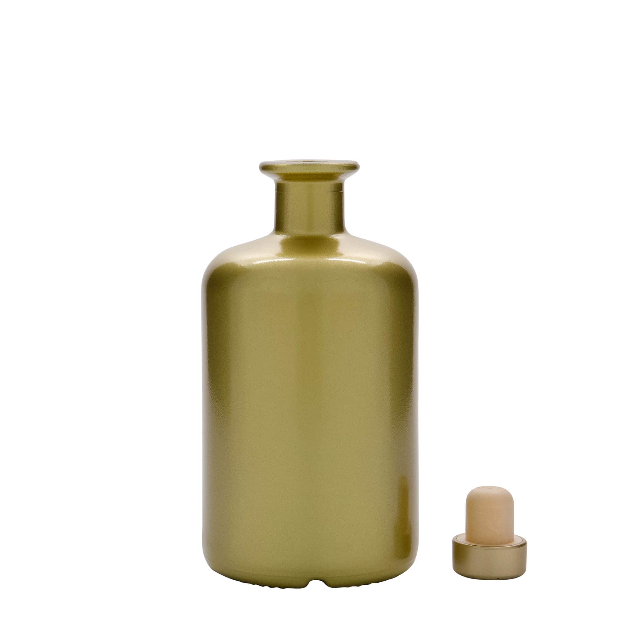 Bouteille en verre de 500 ml, style apothicaire, dorée, ouverture : bouchon en liège