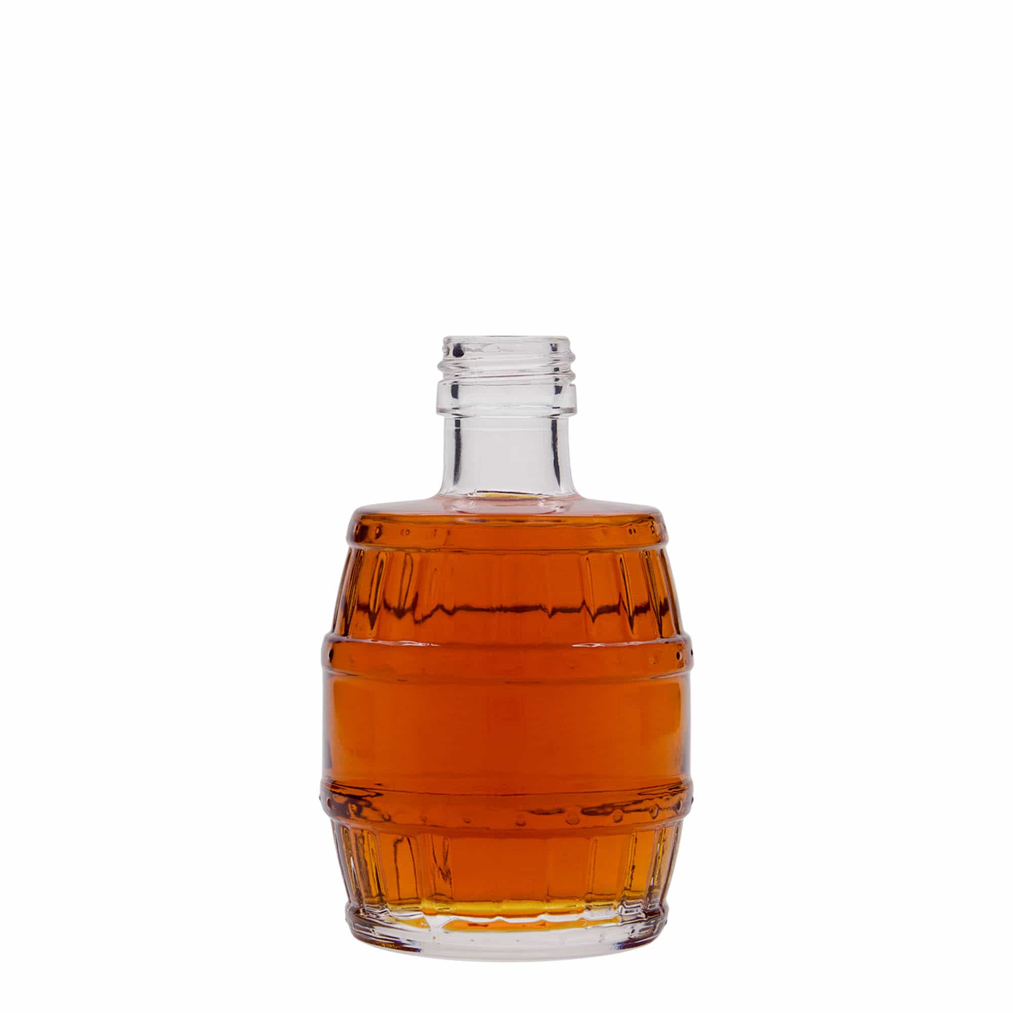 Bouteille en verre 200 ml « tonneau », ouverture : PP 28 Bouteille en verre 200 ml « tonneau », ouverture : PP 28