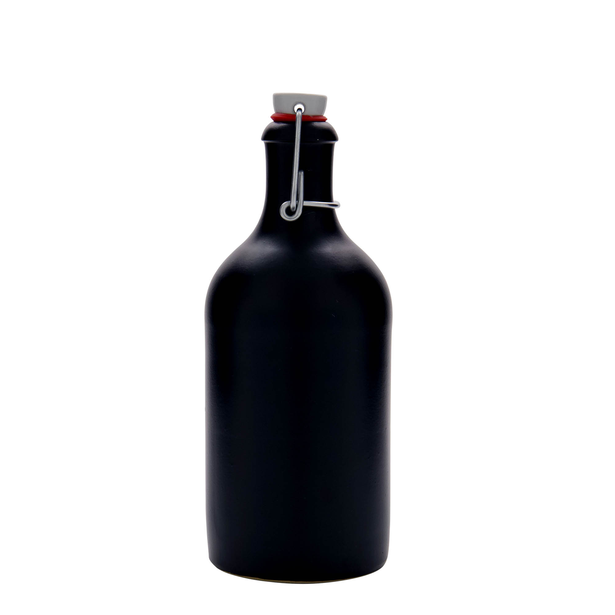 Cruche en terre cuite 500 ml, grès, noir, ouverture : fermeture à levier