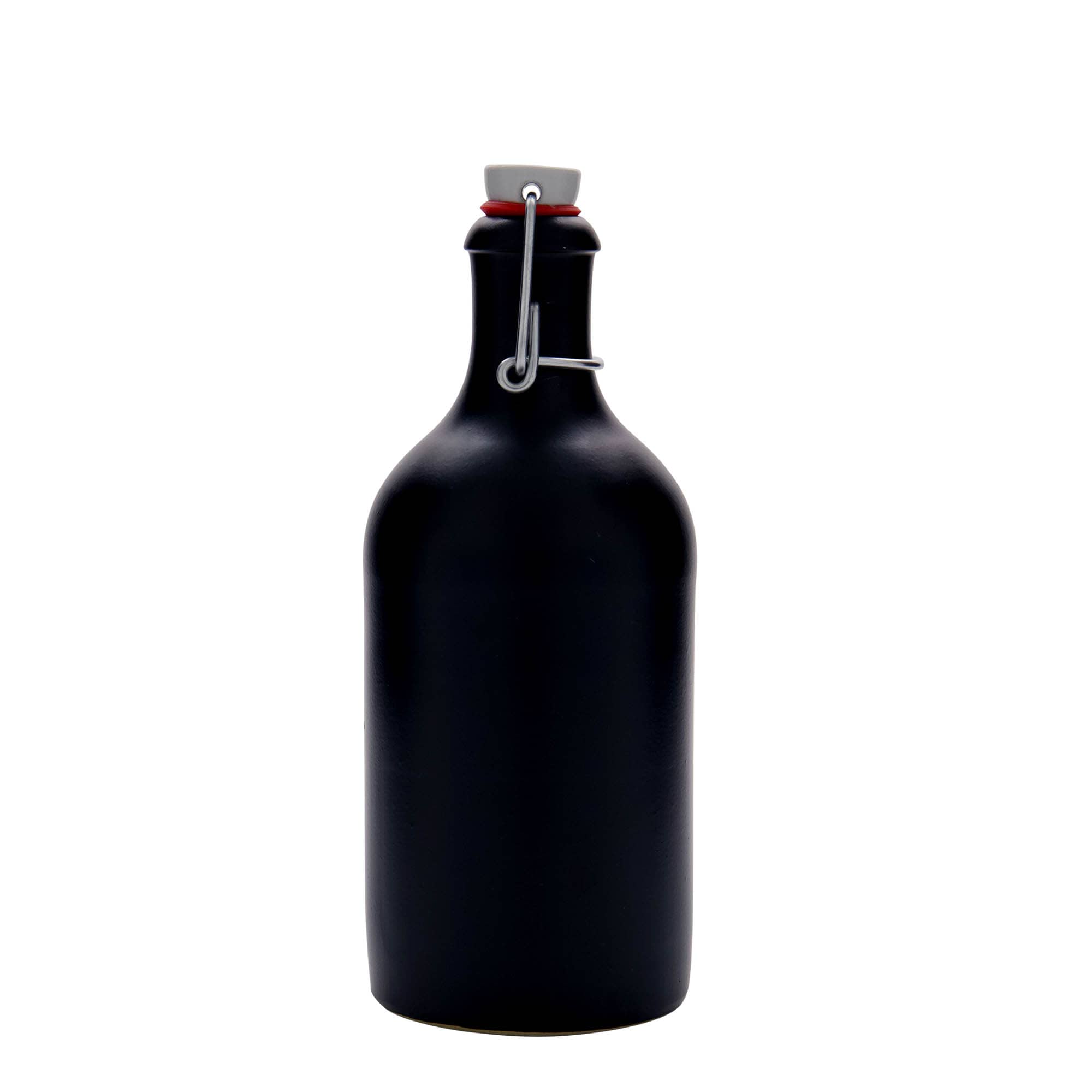 Cruche en terre cuite 500 ml, grès, noir, ouverture : fermeture à levier