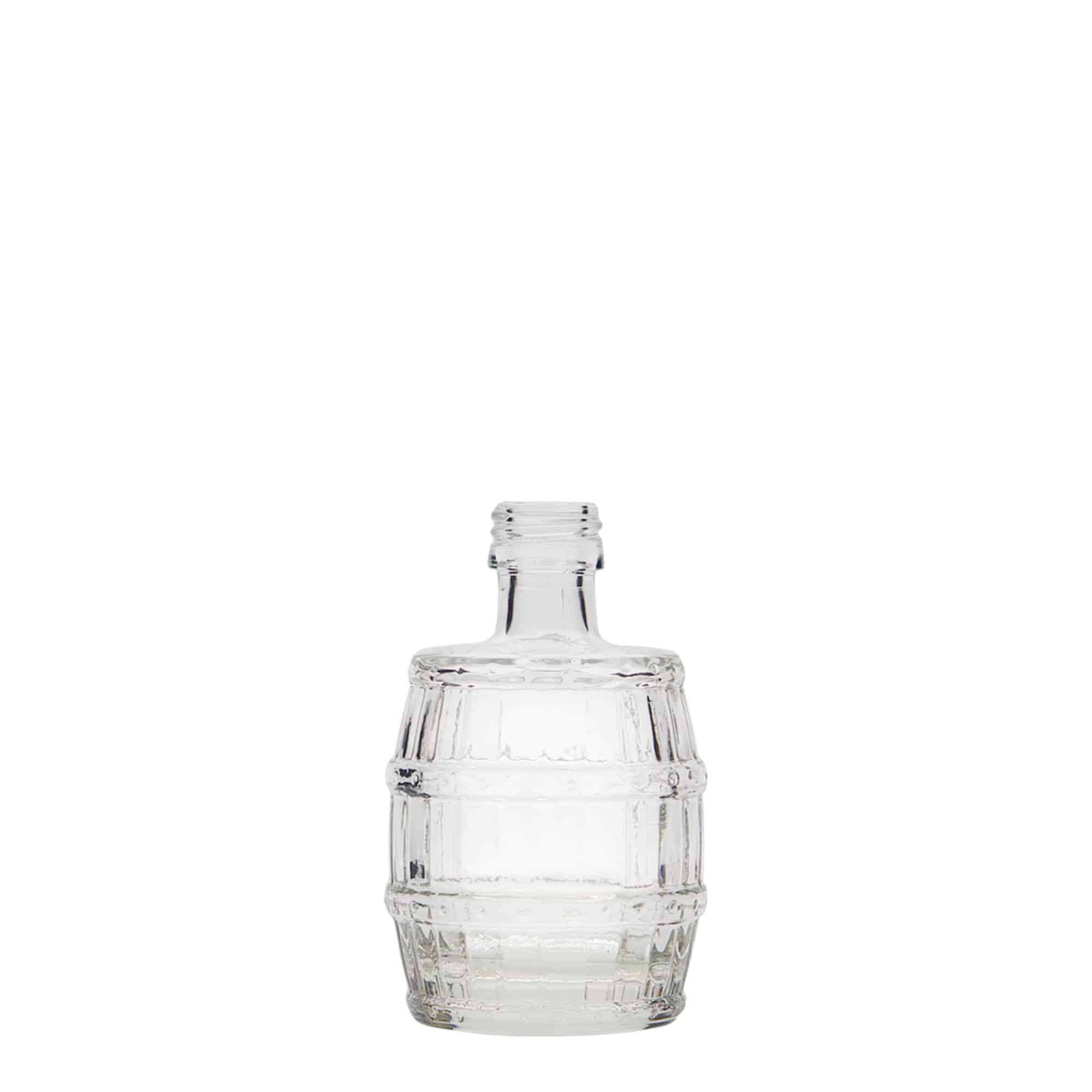 Flacon en verre 50 ml « tonneau », ouverture : PP 18 Flacon en verre 50 ml « tonneau », ouverture : PP 18