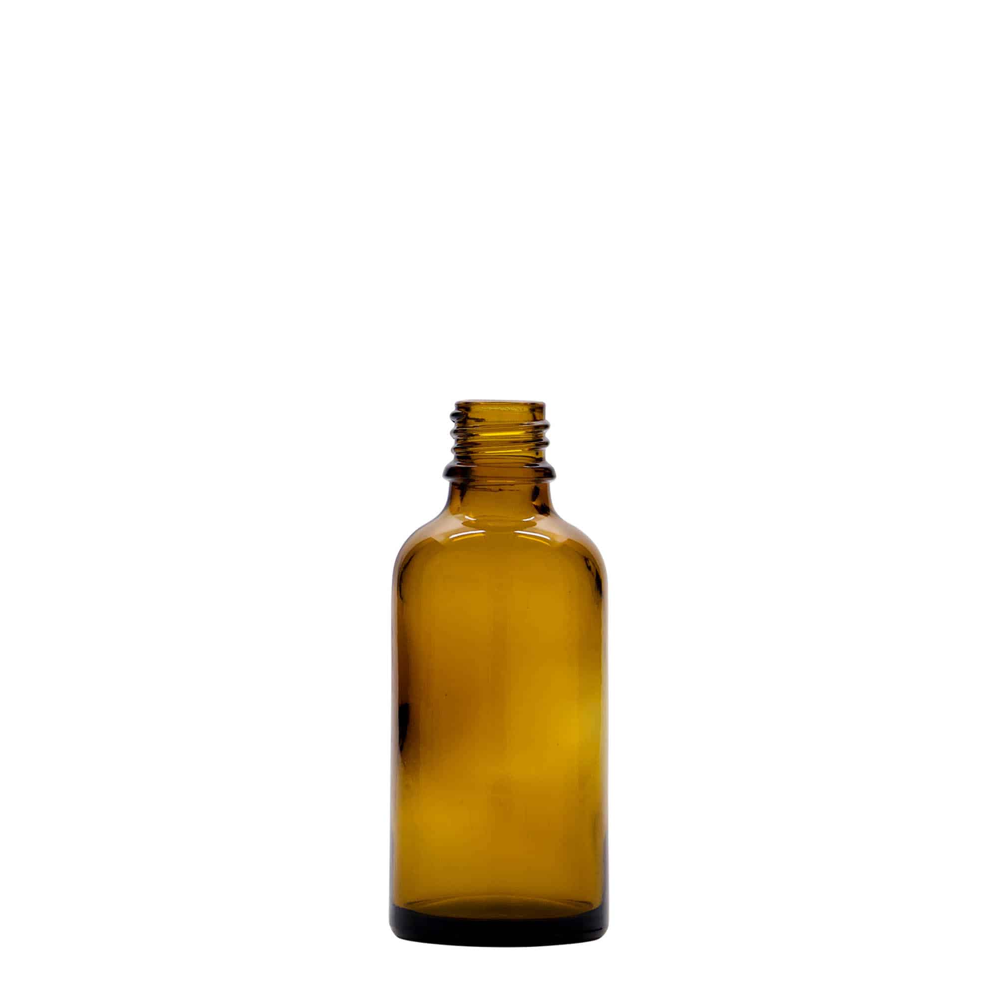 Flacon pharmaceutique 50 ml avec pompe de lotion, verre, marron, col : DIN 18