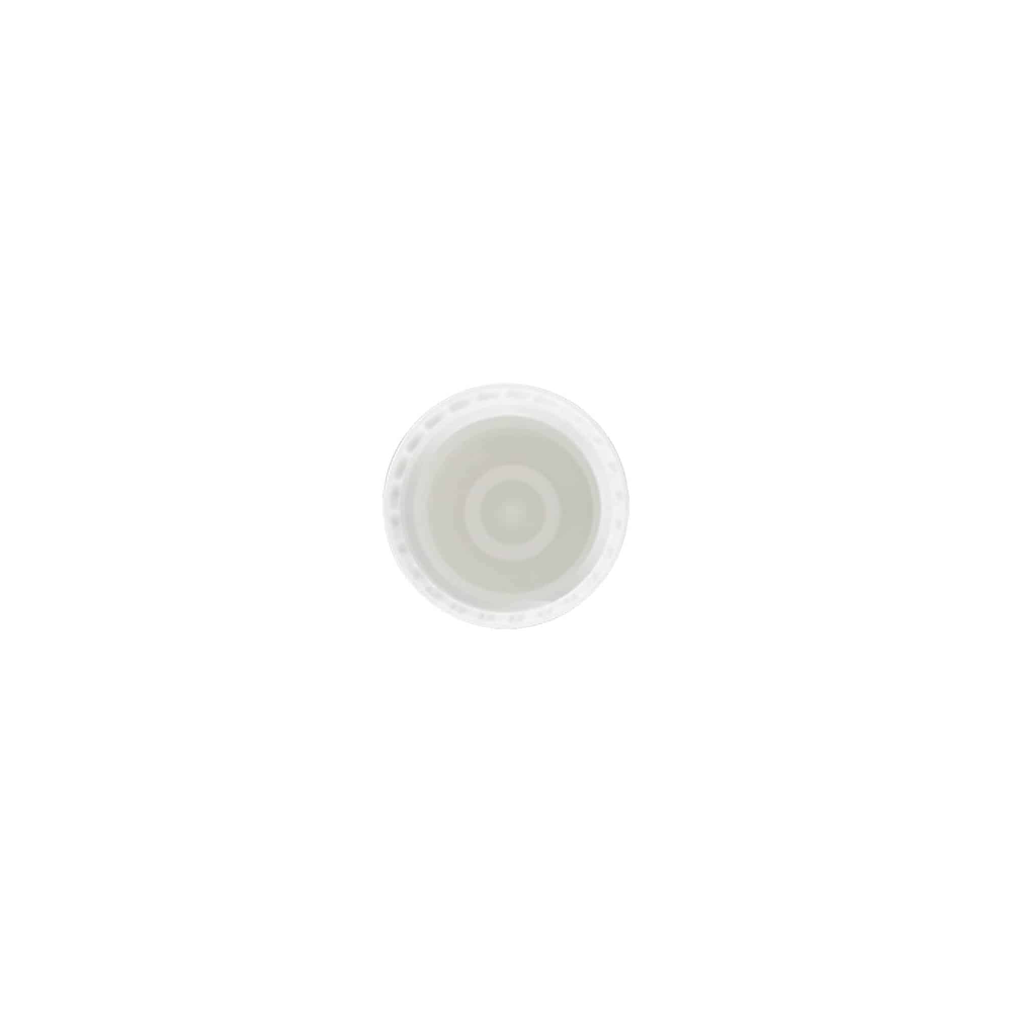 Bouchon pour flacon roll-on de 10 ml, plastique PP, blanc, pour ouverture : fermeture à vis Bouchon pour flacon roll-on de 10 ml, plastique PP, blanc, pour ouverture : fermeture à vis