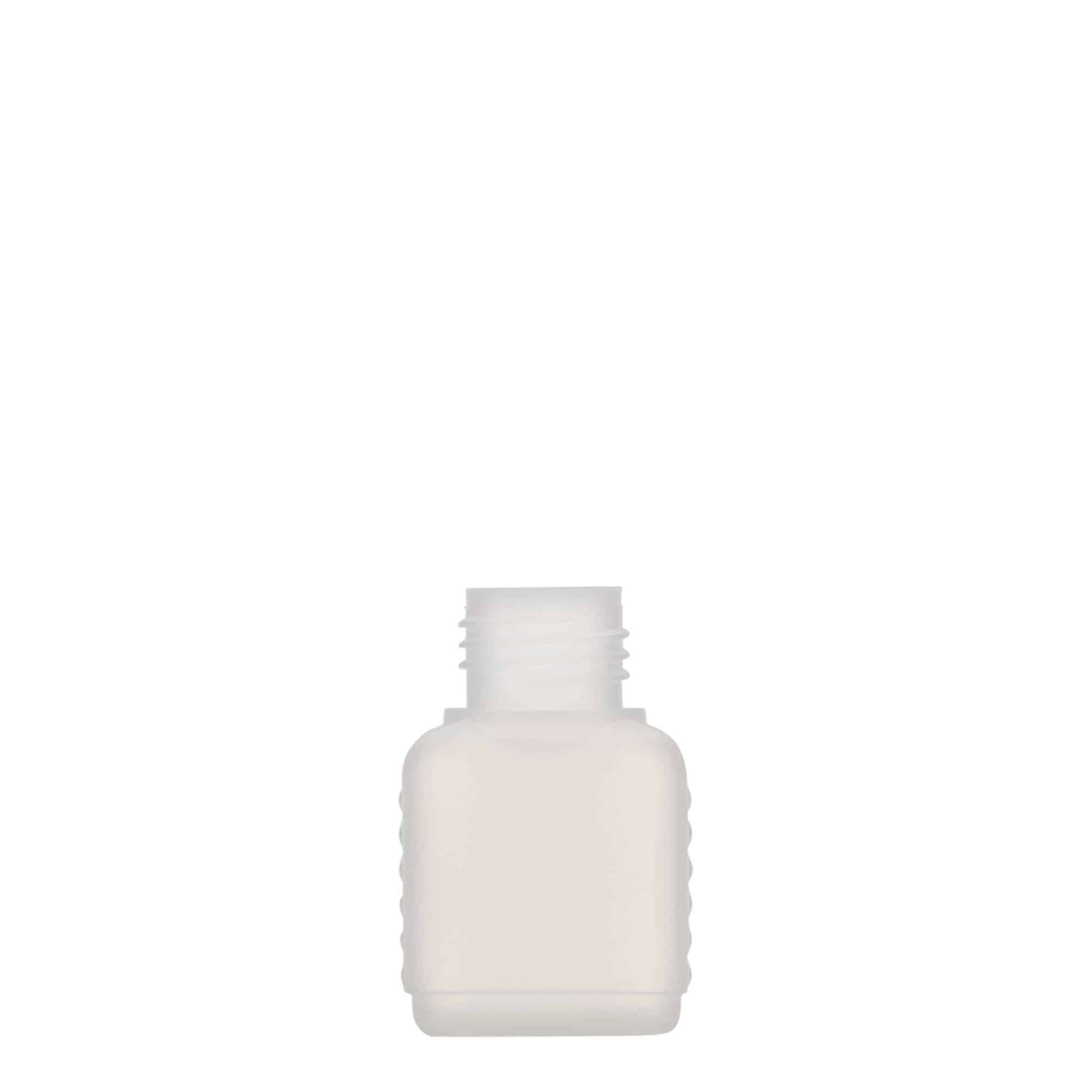 50 ml bidon rectangulaire, plastique HDPE, naturel, ouverture : DIN 25