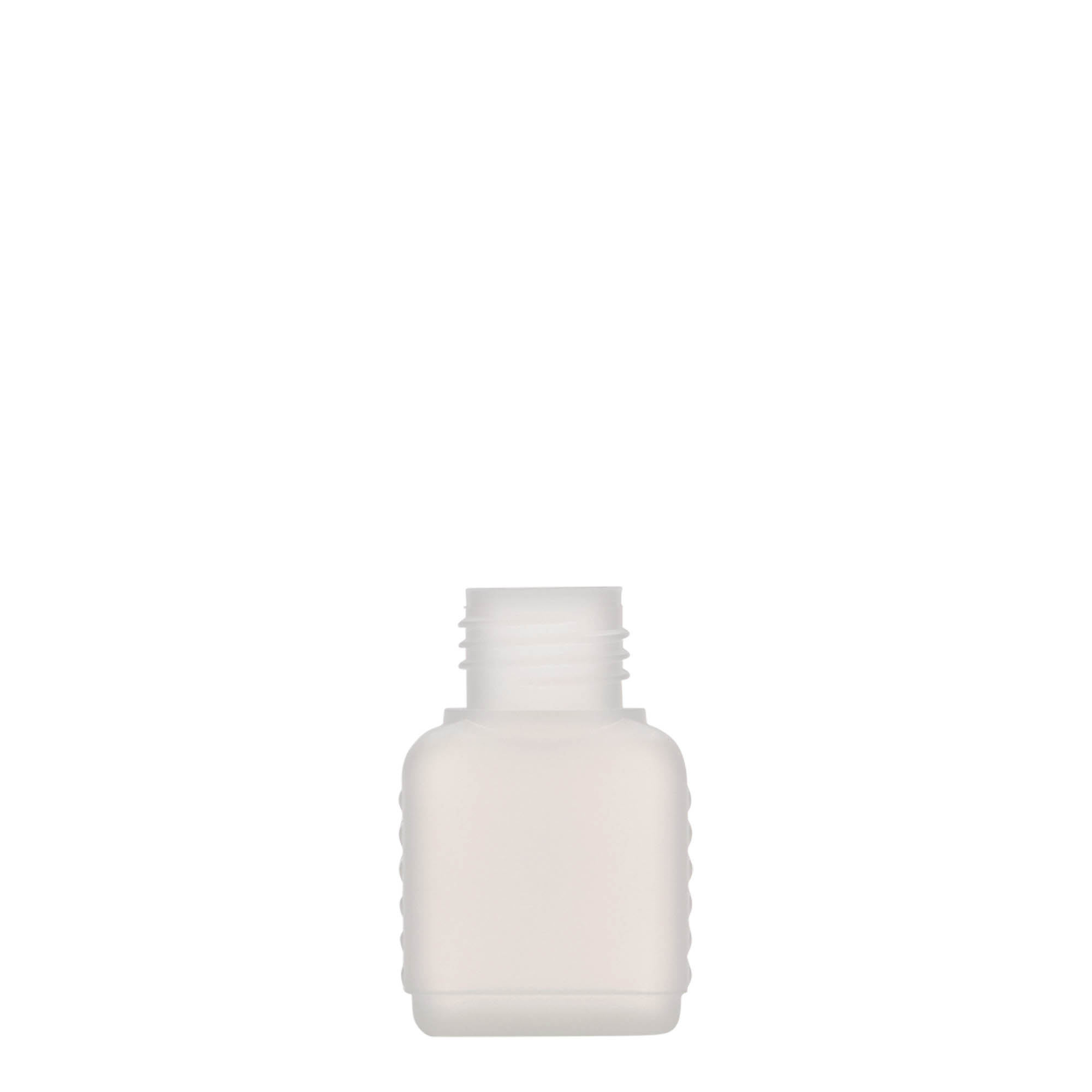 50 ml bidon rectangulaire, plastique HDPE, naturel, ouverture : DIN 25