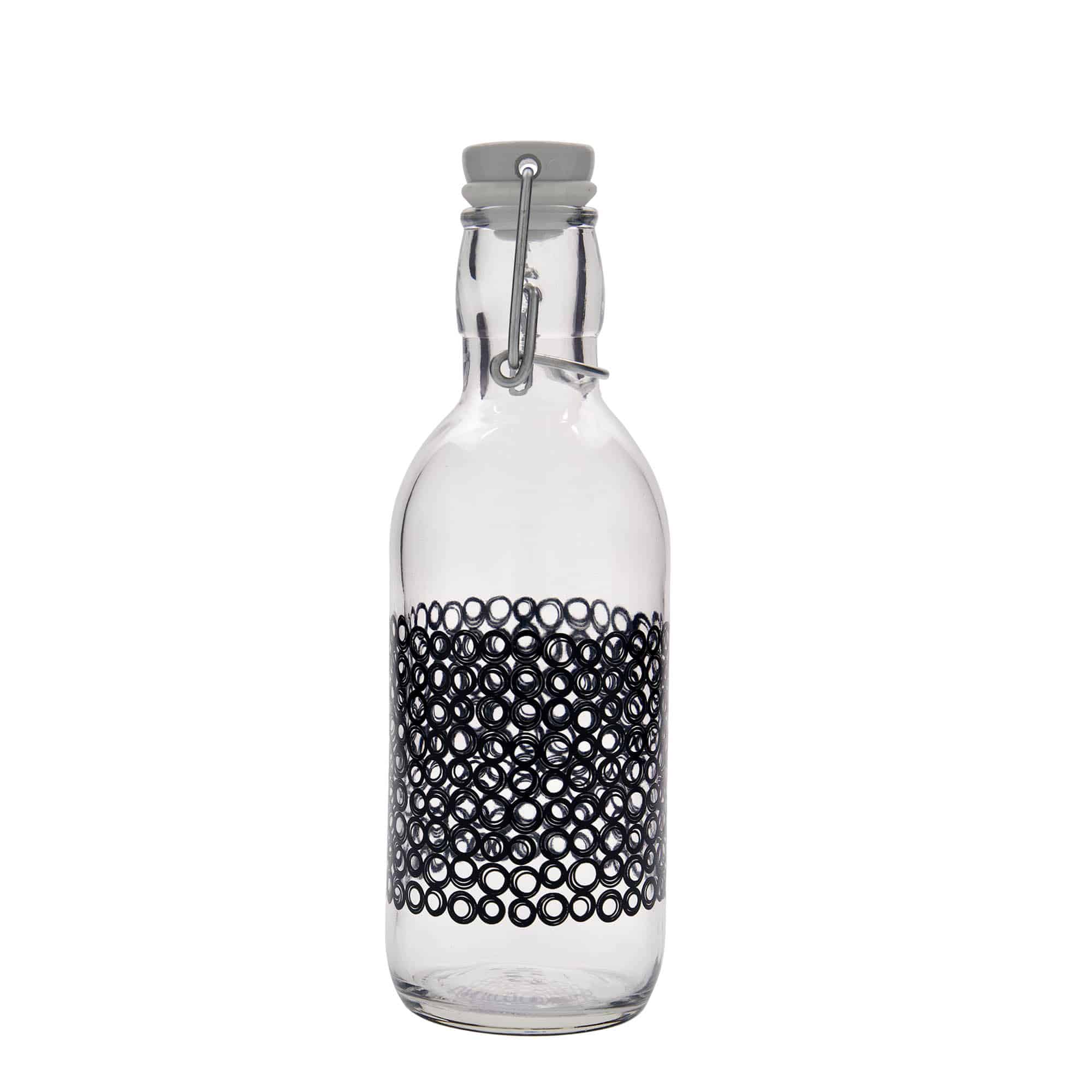 Bouteille en verre 500 ml 'Emilia', motif : Circola nero, ouverture : fermeture à levier