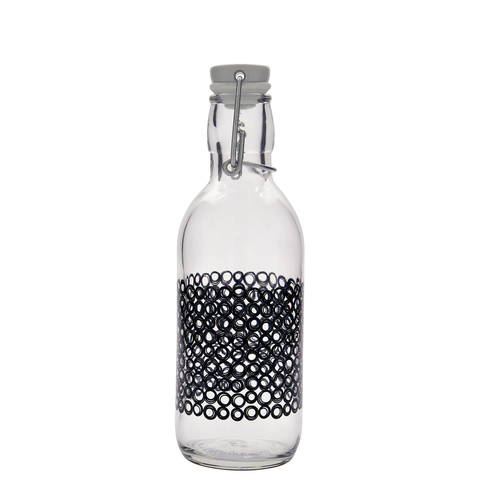 Bouteille en verre 500 ml « Emilia », motif : Circola nero, ouverture : fermeture à levier