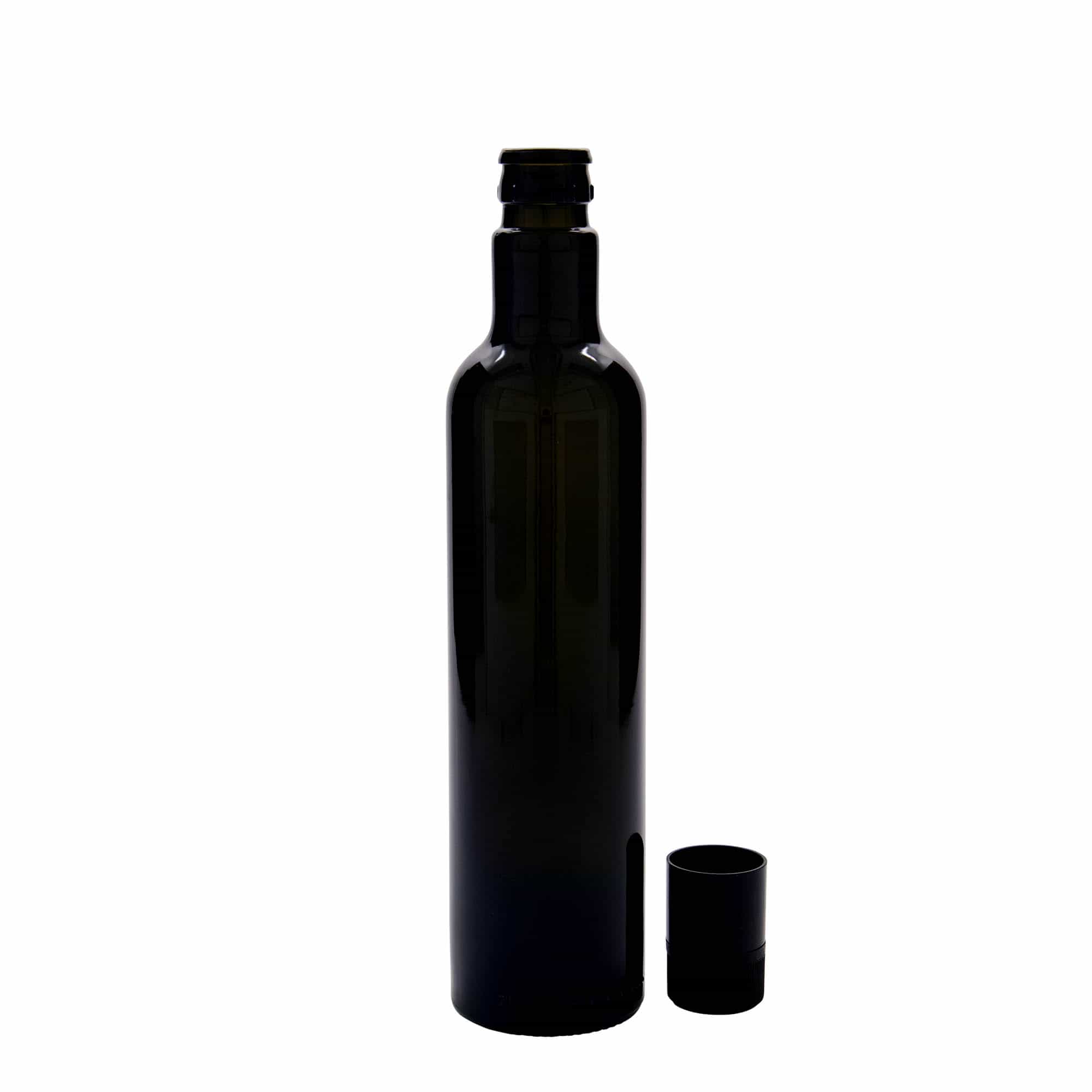 Flacon de vinaigre/huile 500 ml 'Willy New', verre, vert antique, embouchure : DOP