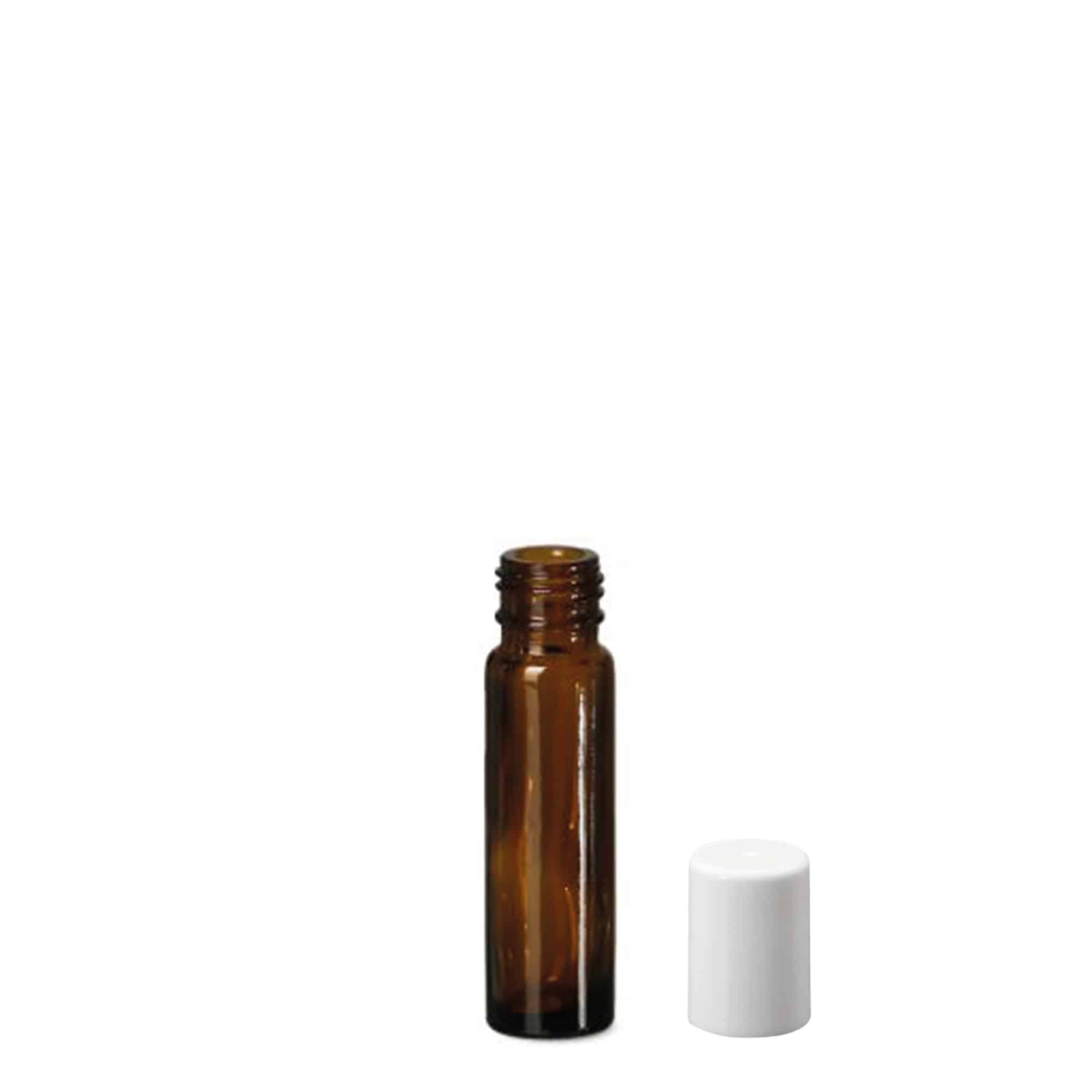 Flacon roll-on 10 ml, verre, brun, ouverture : bouchon à vis
