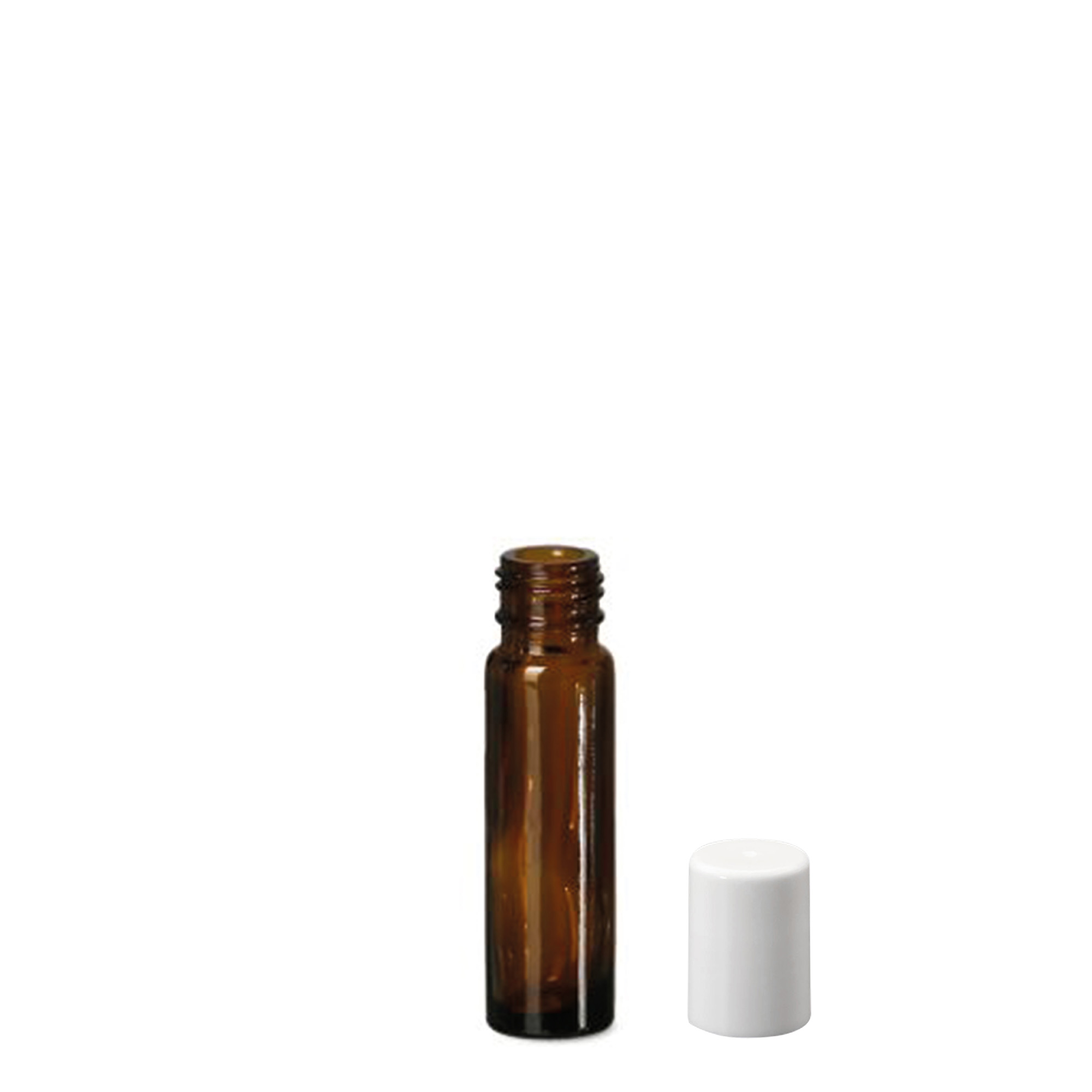 Flacon roll-on 10 ml, verre, brun, ouverture : bouchon à vis Flacon roll-on 10 ml, verre, brun, ouverture : bouchon à vis
