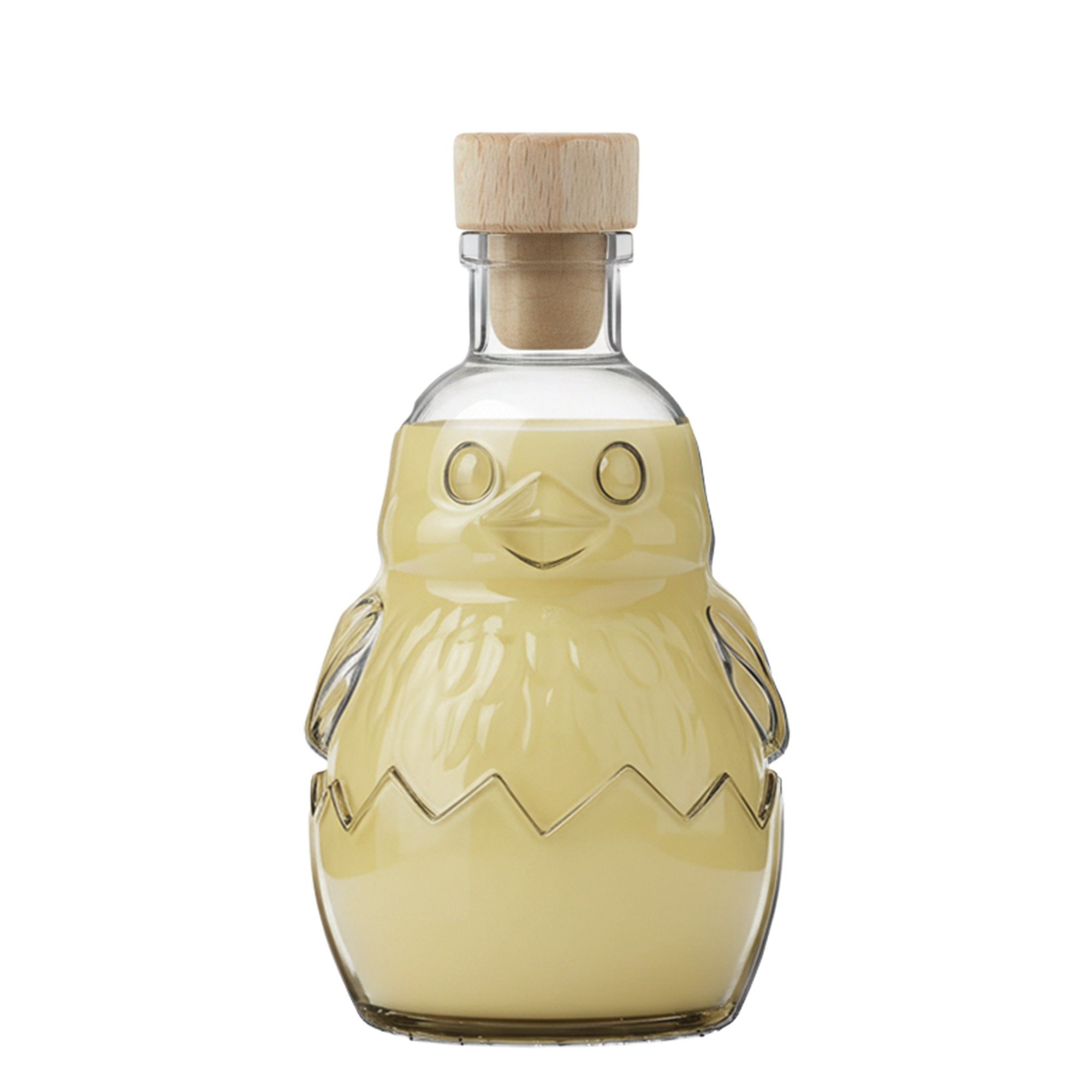 Flacon en verre 200 ml 'Poussin', ouverture : bouchon en liège