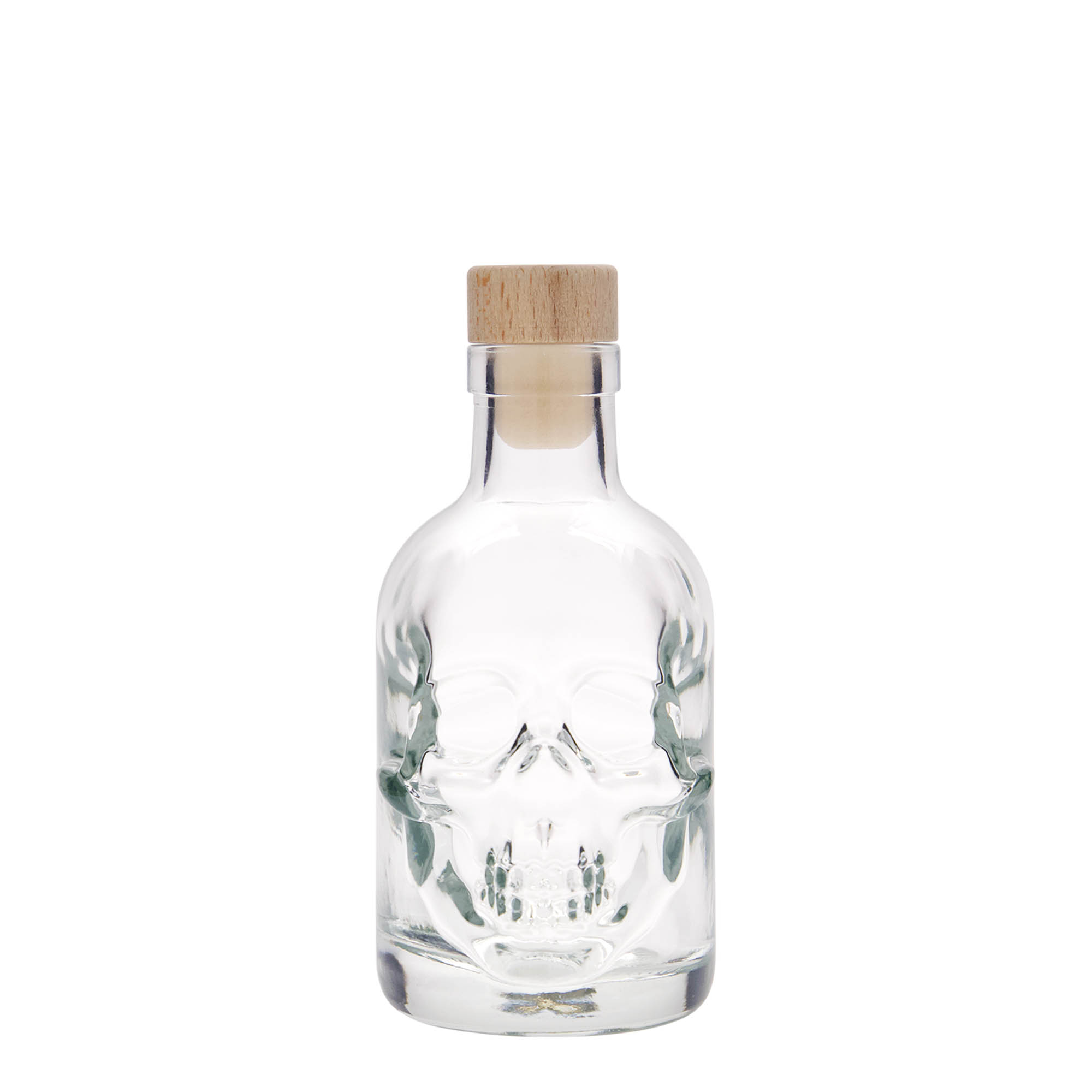 Bouteille en verre de 200 ml « Tête de mort », ouverture : liège Bouteille en verre de 200 ml « Tête de mort », ouverture : liège