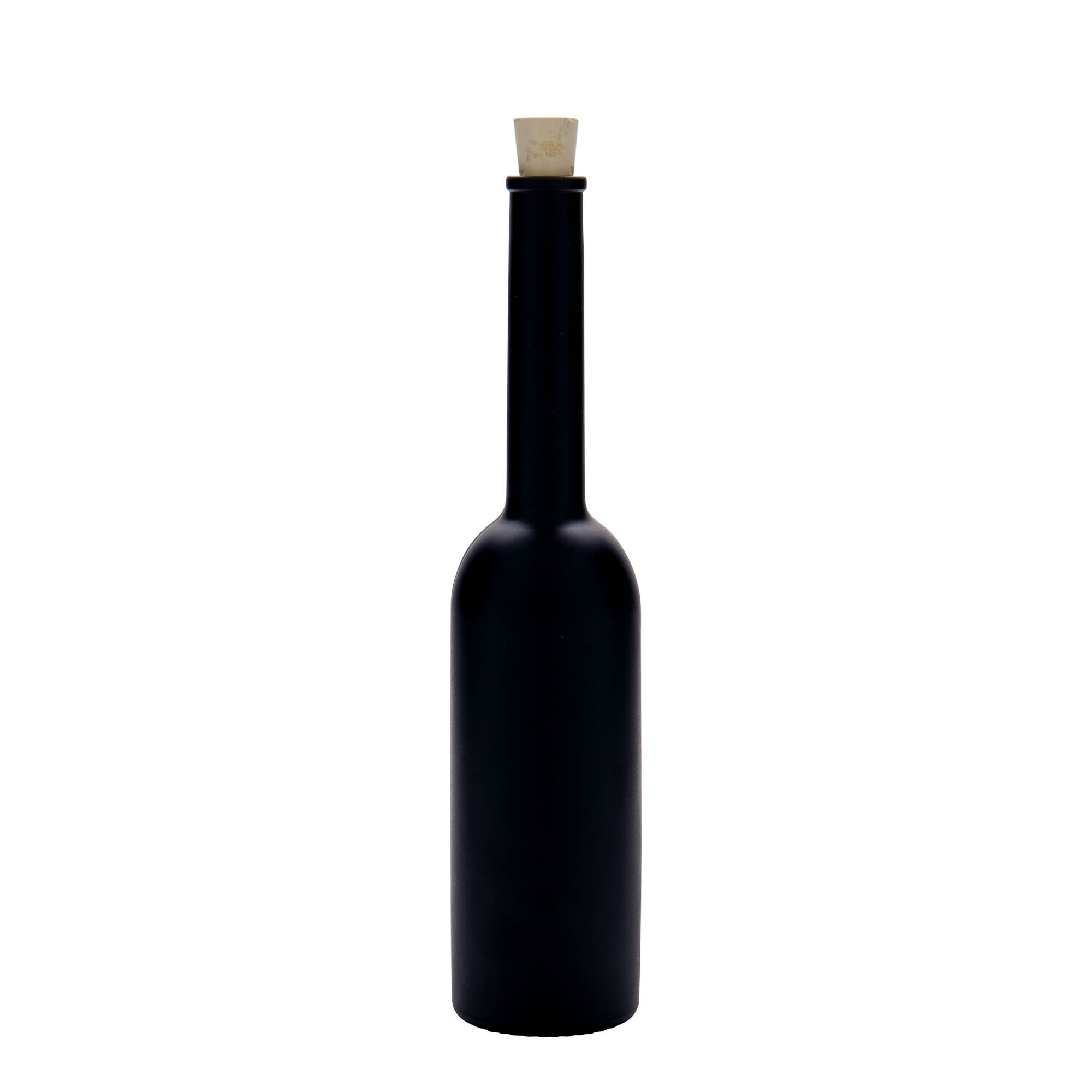 Flacon en verre de 200 ml « Opera », noir, ouverture : bouchon en liège Flacon en verre de 200 ml « Opera », noir, ouverture : bouchon en liège
