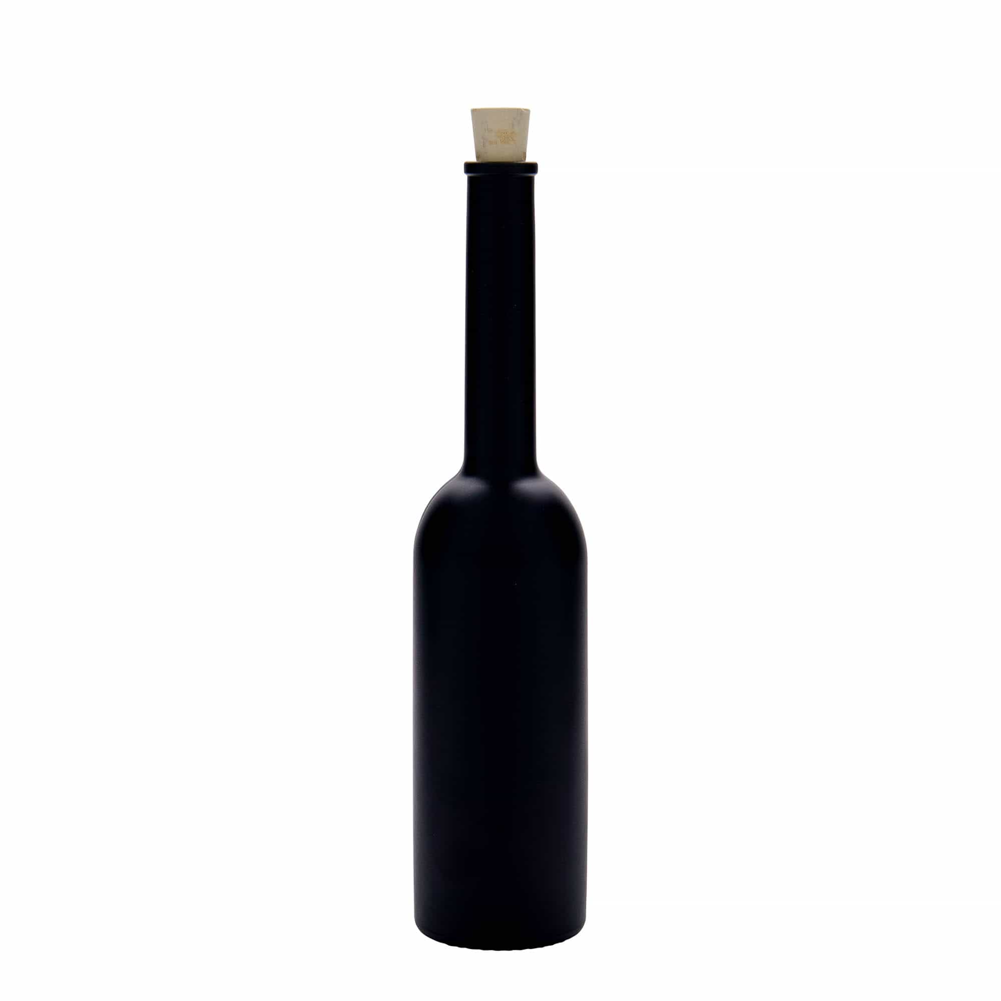 Flacon en verre de 200 ml « Opera », noir, ouverture : bouchon en liège