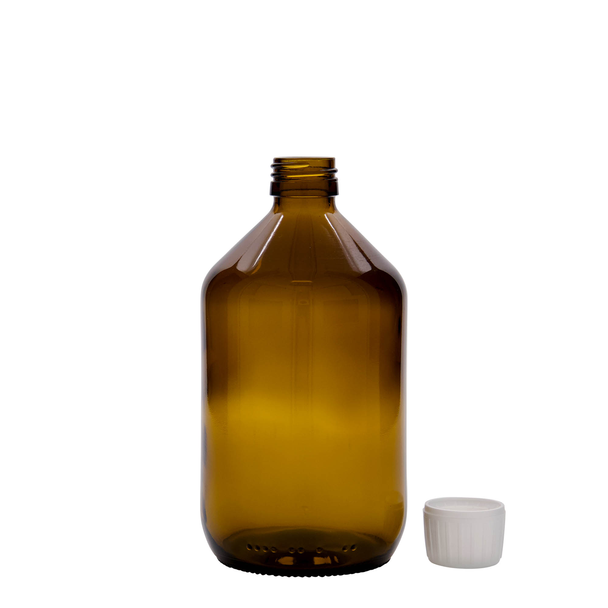 Flacon médical 500 ml, brun, verre, ouverture : PP 28 Flacon médical 500 ml, brun, verre, ouverture : PP 28