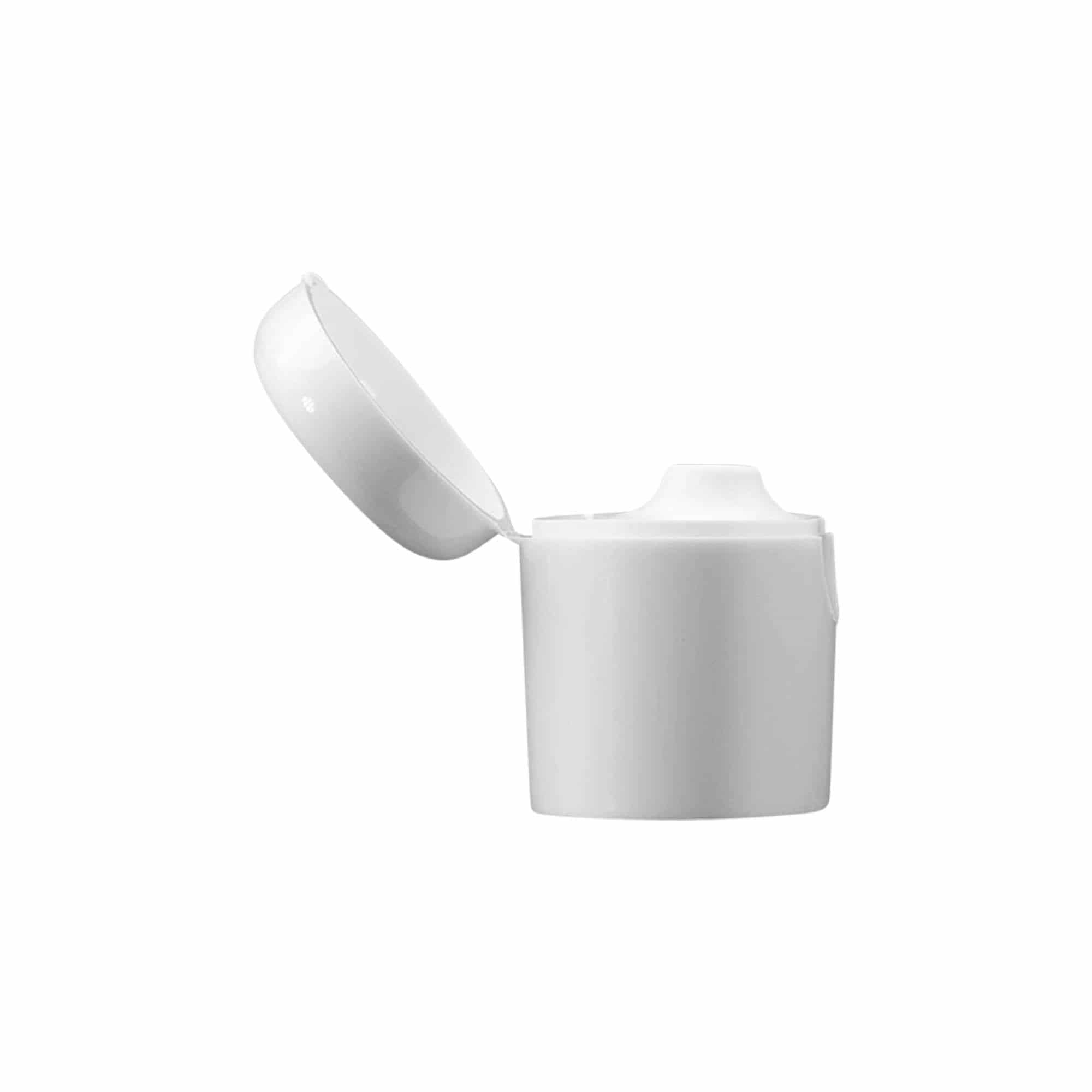 Couvercle à vis à charnière rabattable pour 'Indy', plastique, blanc