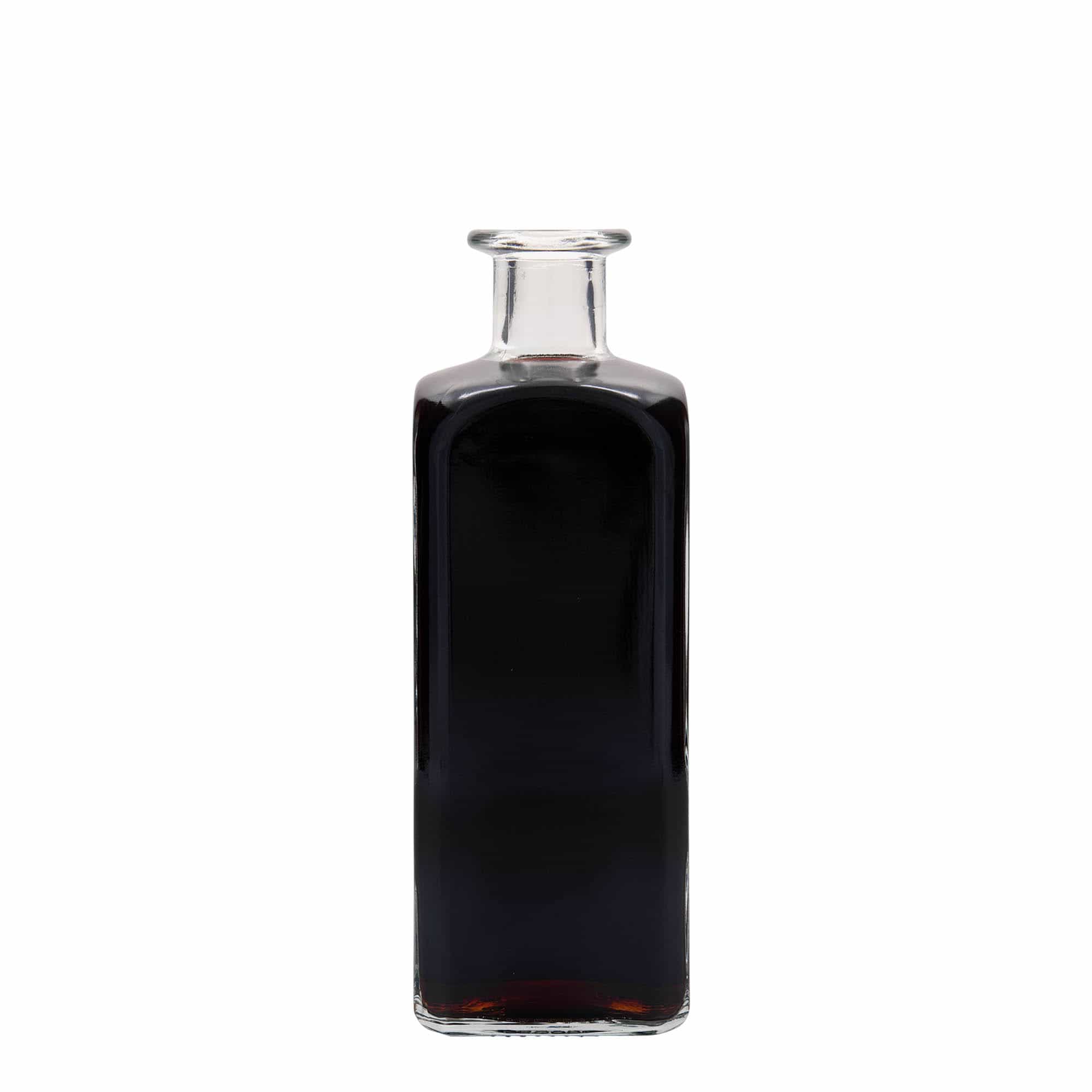 Bouteille en verre apothicaire 'Carré', carrée 500 ml, col : liège