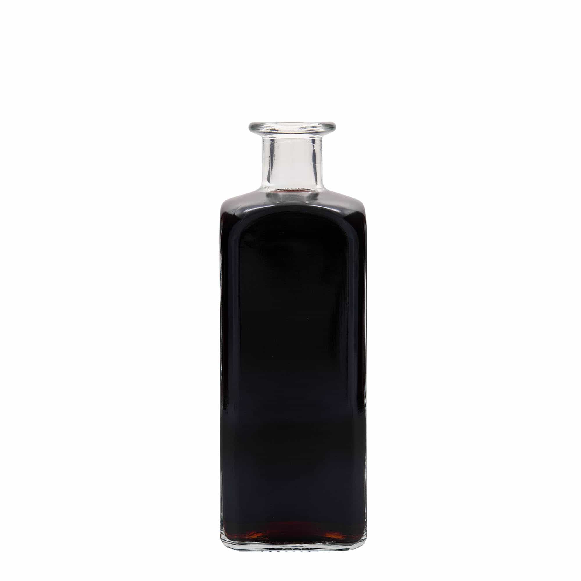 Bouteille en verre apothicaire 'Carré', carrée 500 ml, bouchage: bouchon