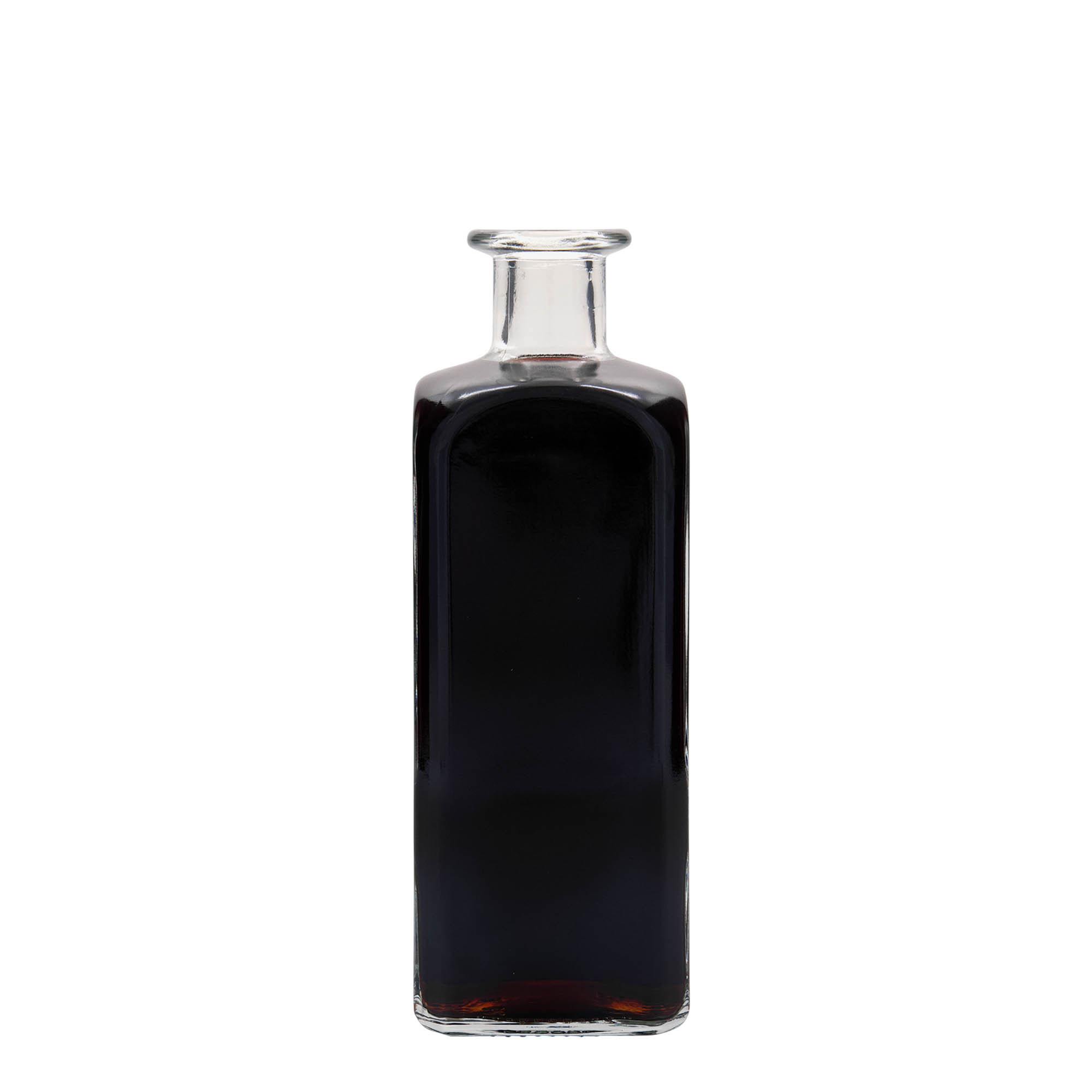 Bouteille en verre 500 ml Apotheker Carré, carrée, ouverture : liège Bouteille en verre 500 ml Apotheker Carré, carrée, ouverture : liège