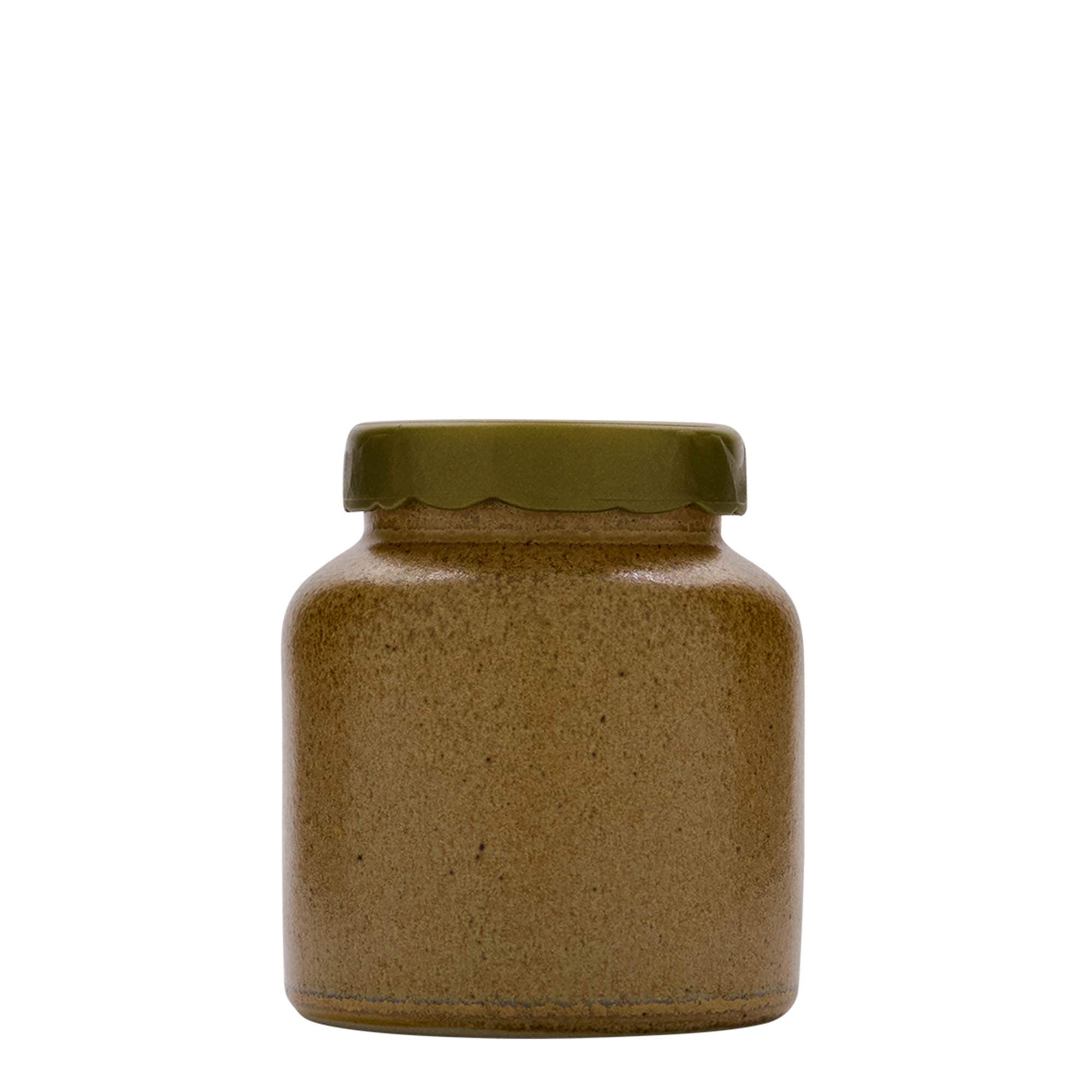 Pot en grès de 270 ml, céramique, brun-cristal, ouverture : couvercle à emboîtement