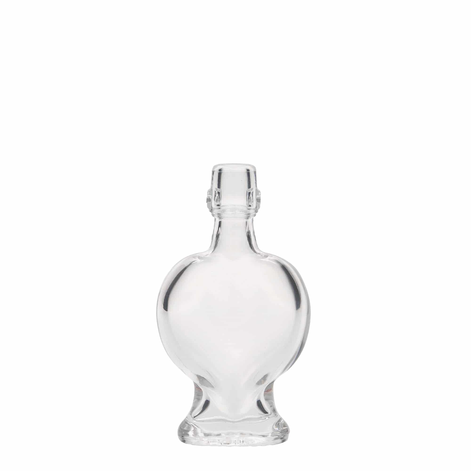 Flacon en verre de 40 ml « Cœur », ouverture : fermeture à bascule
