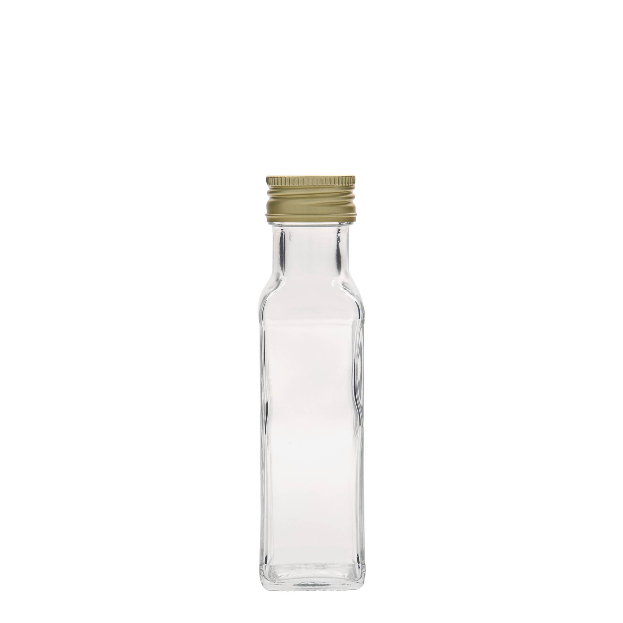 Flacon en verre de 100 ml « Marasca », carré, ouverture : PP 31,5 Flacon en verre de 100 ml « Marasca », carré, ouverture : PP 31,5