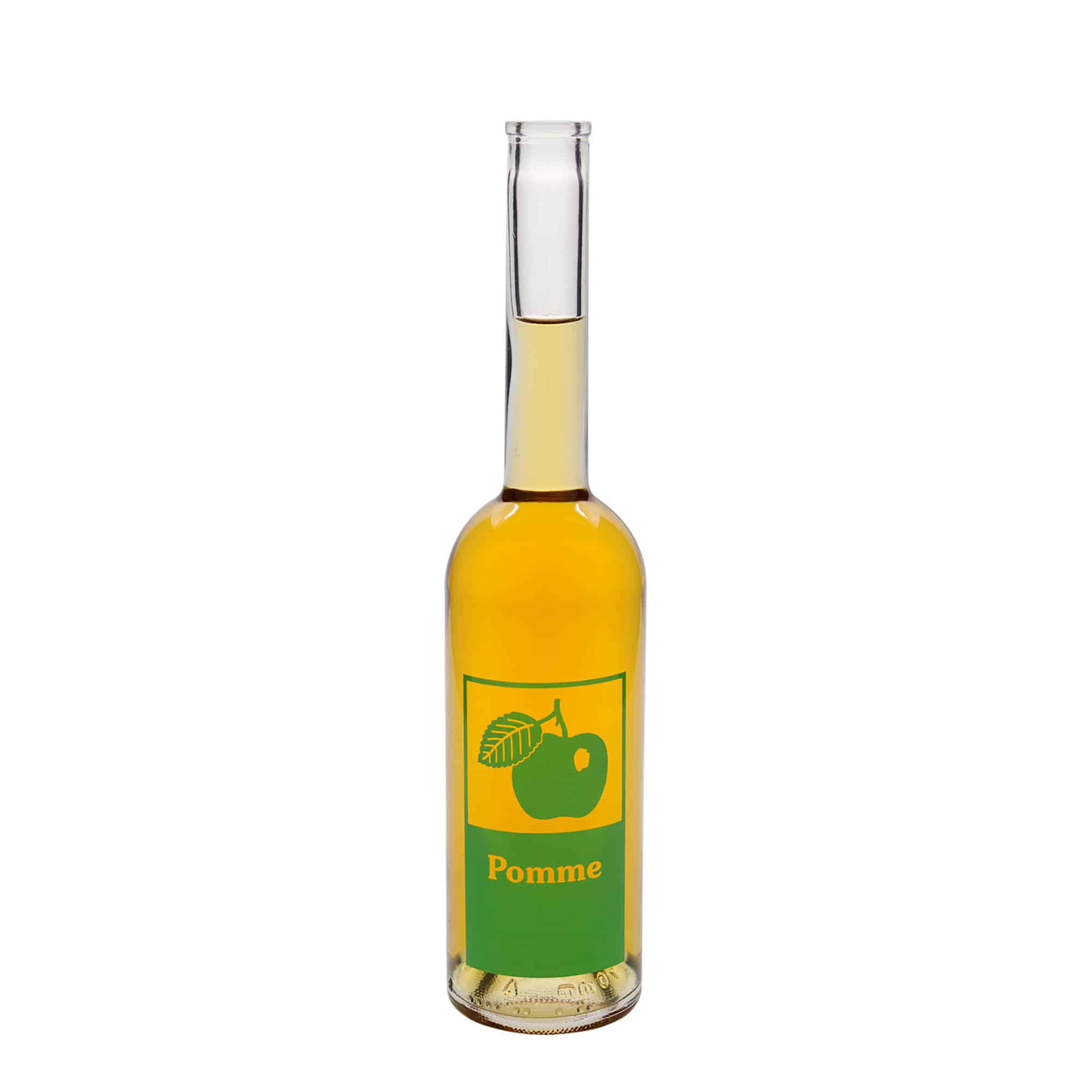 Bouteille en verre 500 ml 'Opera', motif : Pomme, ouverture : bouchon en liège