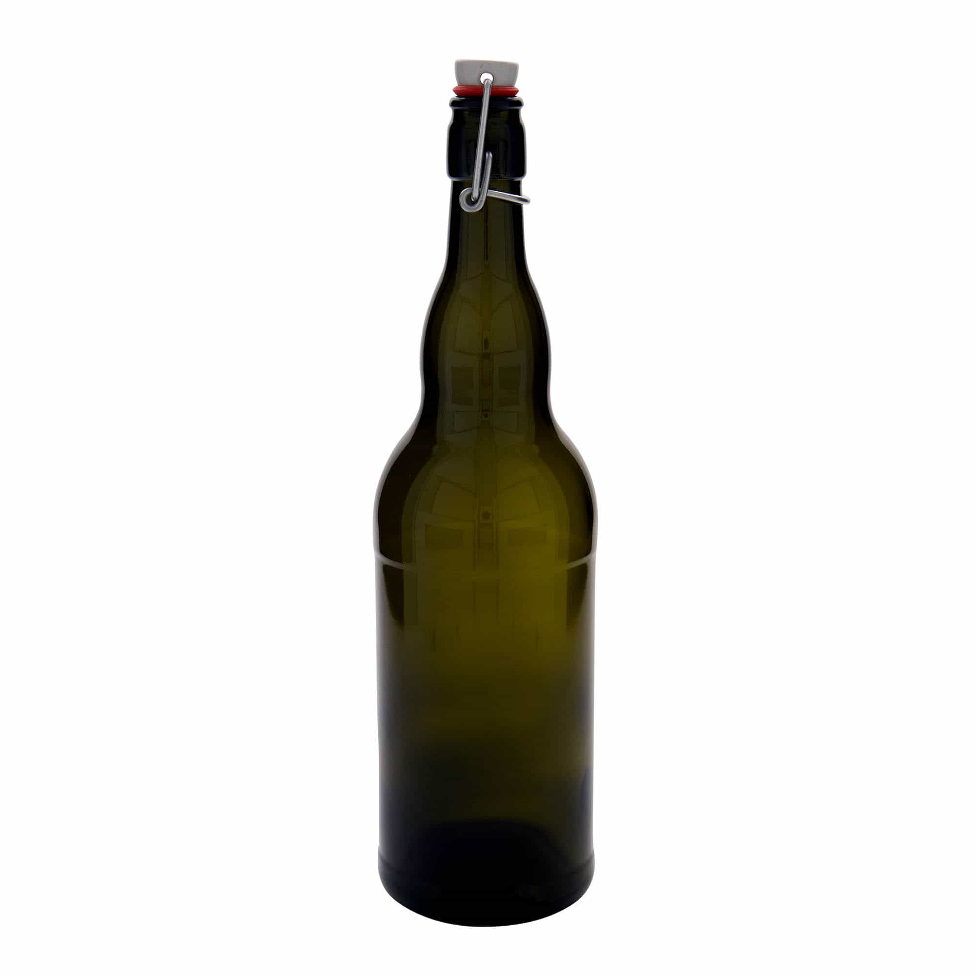 Bouteille de bière 1 000 ml Belgique, verre, vert antique, ouverture : fermeture à levier