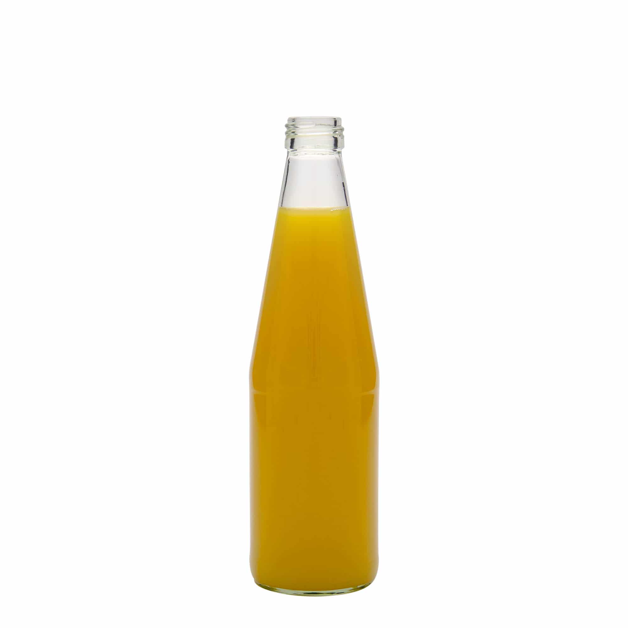 330 ml Bouteille universelle forme carotte, verre, ouverture : PP 28