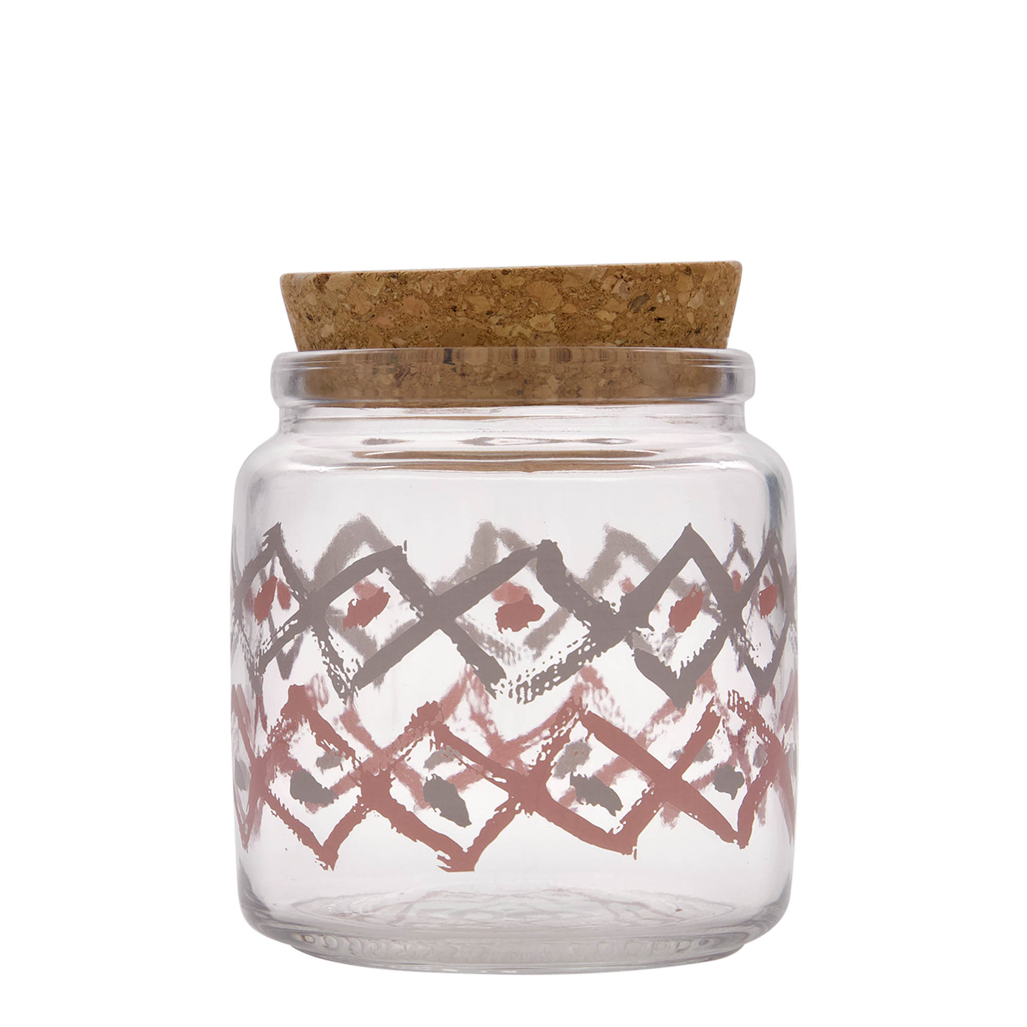 750 ml en verre avec bouchon en liège 'Giara', motif : Manolibera rosa, ouverture : liège
